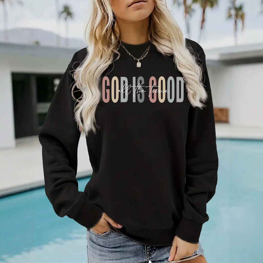 GOD IS GOOD Printed Round Neck Shirt