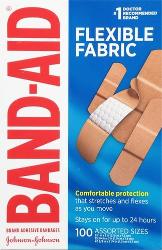 BAND-AID Brand Flexible Fabric Adhesive Bandages, Assorted Sizes, 100 Count