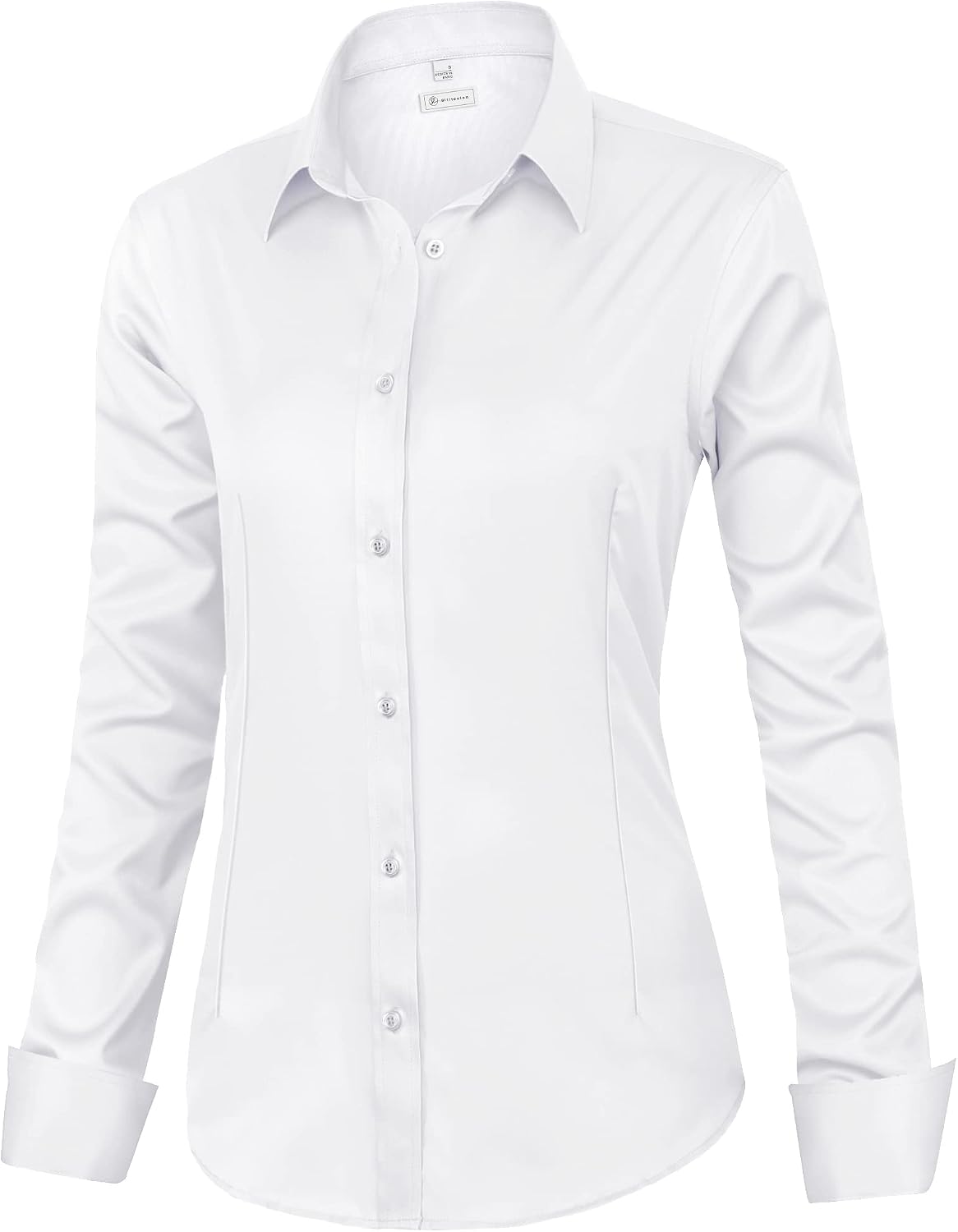siliteelon Womens Classic-Fit Dress Shirts Long Sleeve Button Down Wrinkle-Free Stretch Solid Casual Work Office Blouse Top