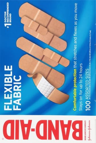 BAND-AID Brand Flexible Fabric Adhesive Bandages, Assorted Sizes, 100 Count