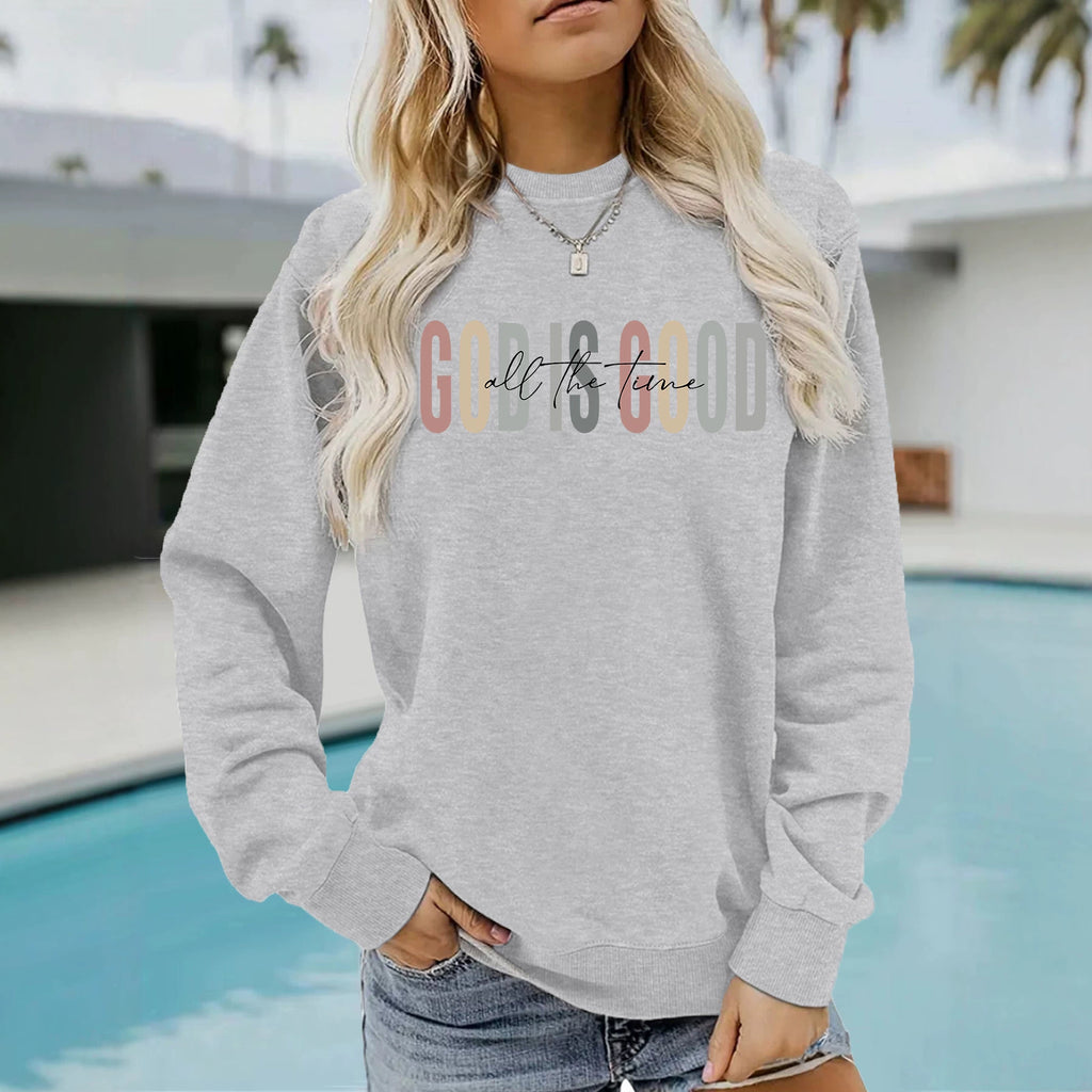 GOD IS GOOD Printed Round Neck Shirt