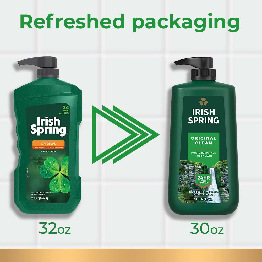 Irish Spring 5 in 1 Body Wash for Men, Fresh Eucalyptus & Bergamot, 887 mL