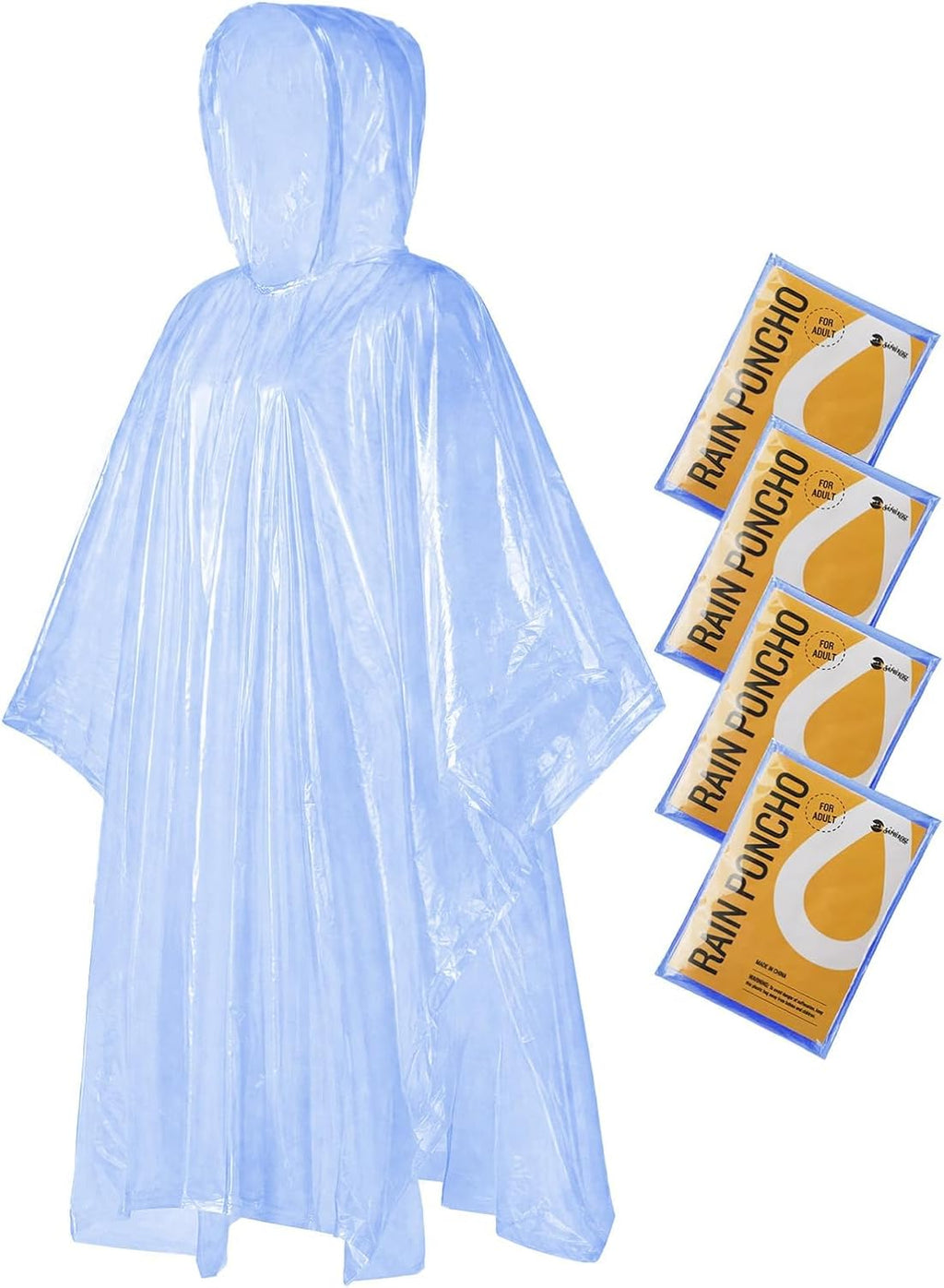 SaphiRose Disposable Adult Rain Ponchos Clear Emergency Raincoat