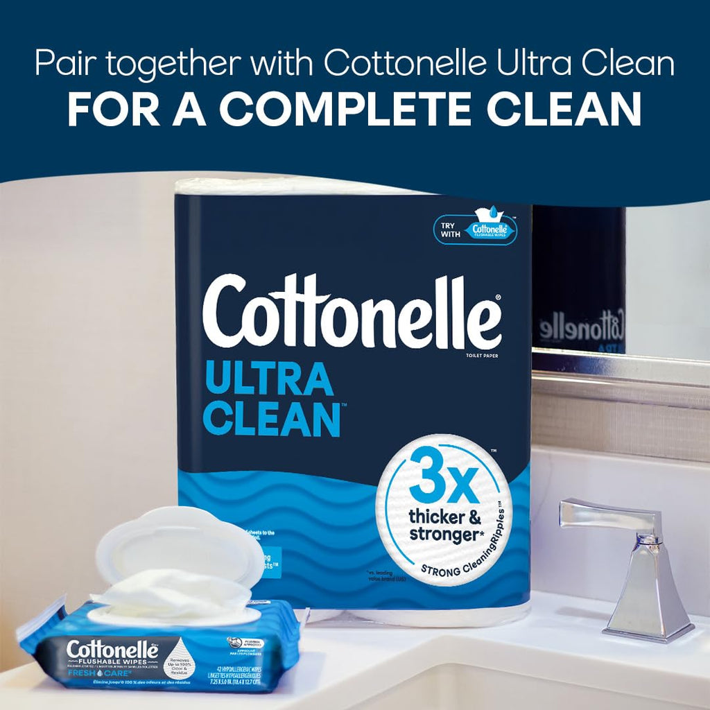 Cottonelle Fresh Feel Flushable Wet Wipes, Adult Wet Wipes, 8 Flip-Top Packs, 42 Wipes Per Pack (336 Total Wipes)