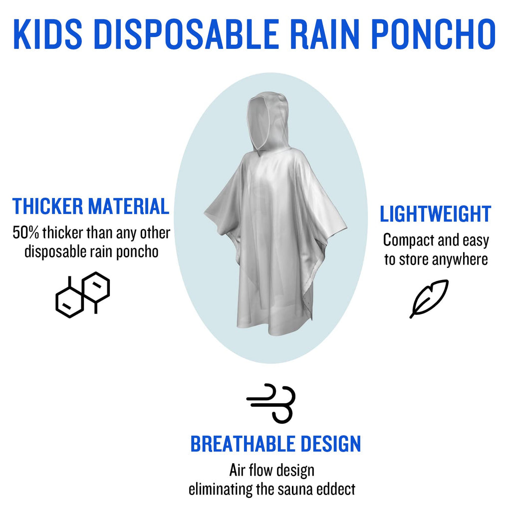 SaphiRose Disposable Adult Rain Ponchos Clear Emergency Raincoat