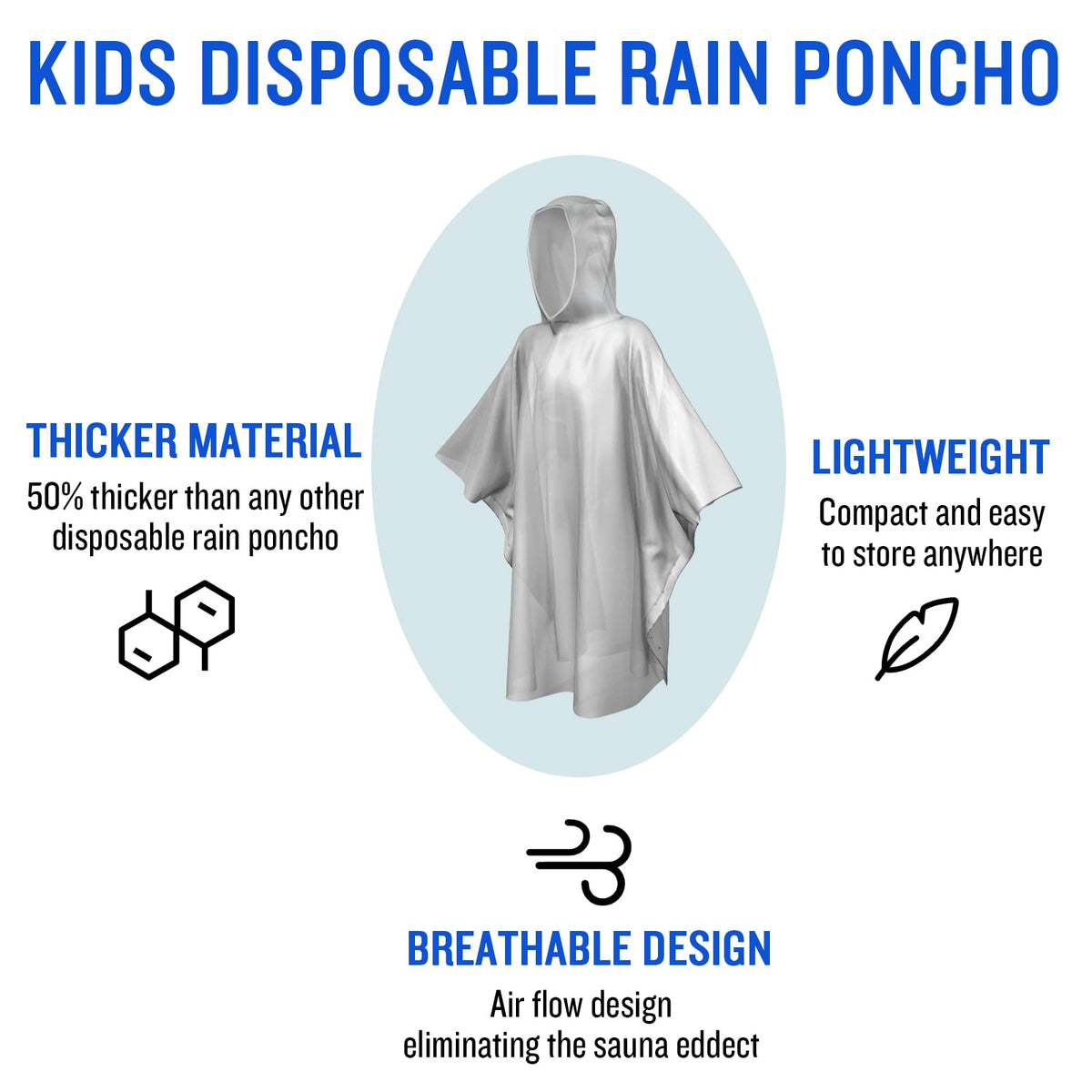 SaphiRose Disposable Adult Rain Ponchos Clear Emergency Raincoat
