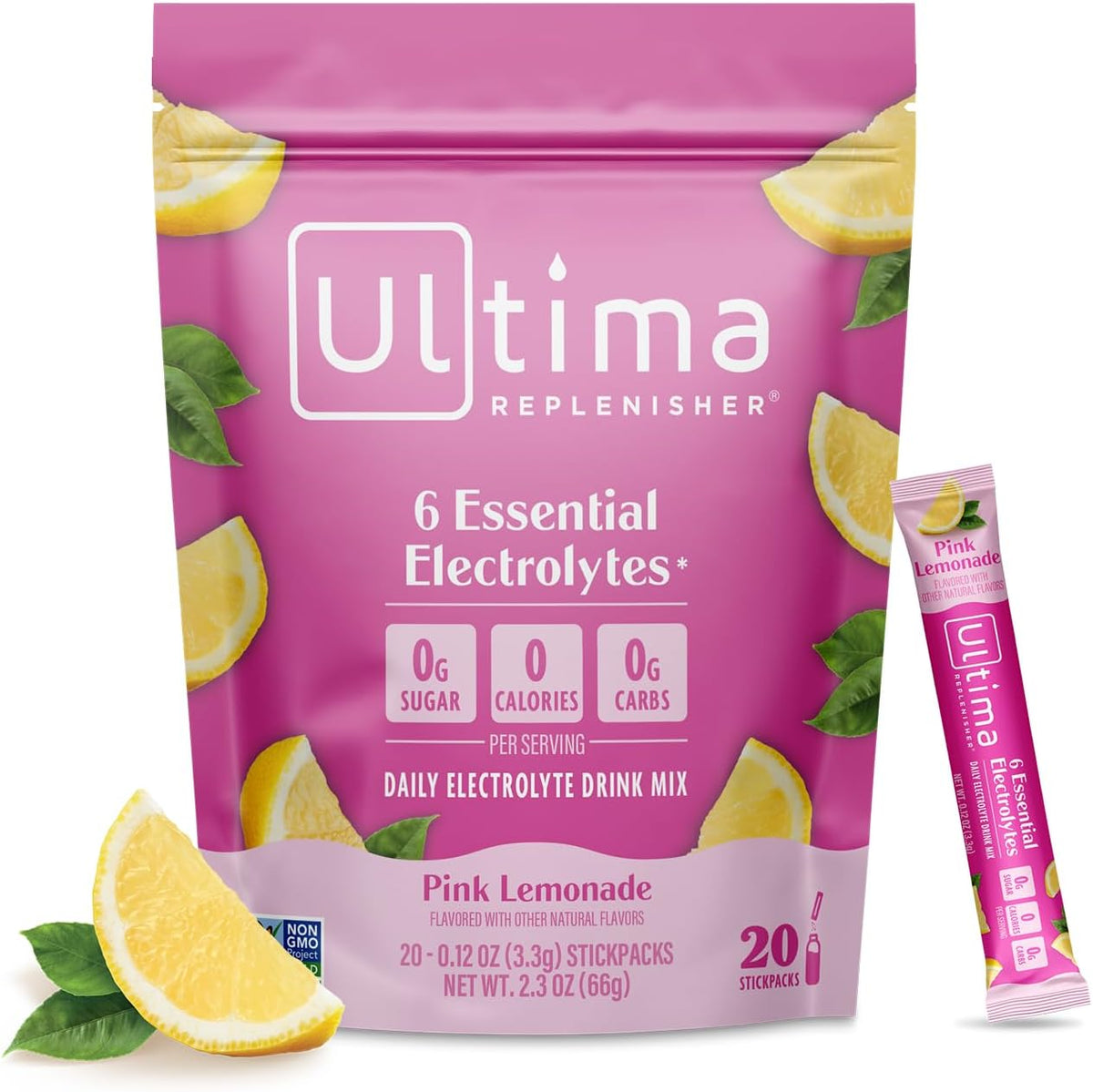Ultima Replenisher Pink Lemonade Electrolyte Packets, 20 Stickpacks