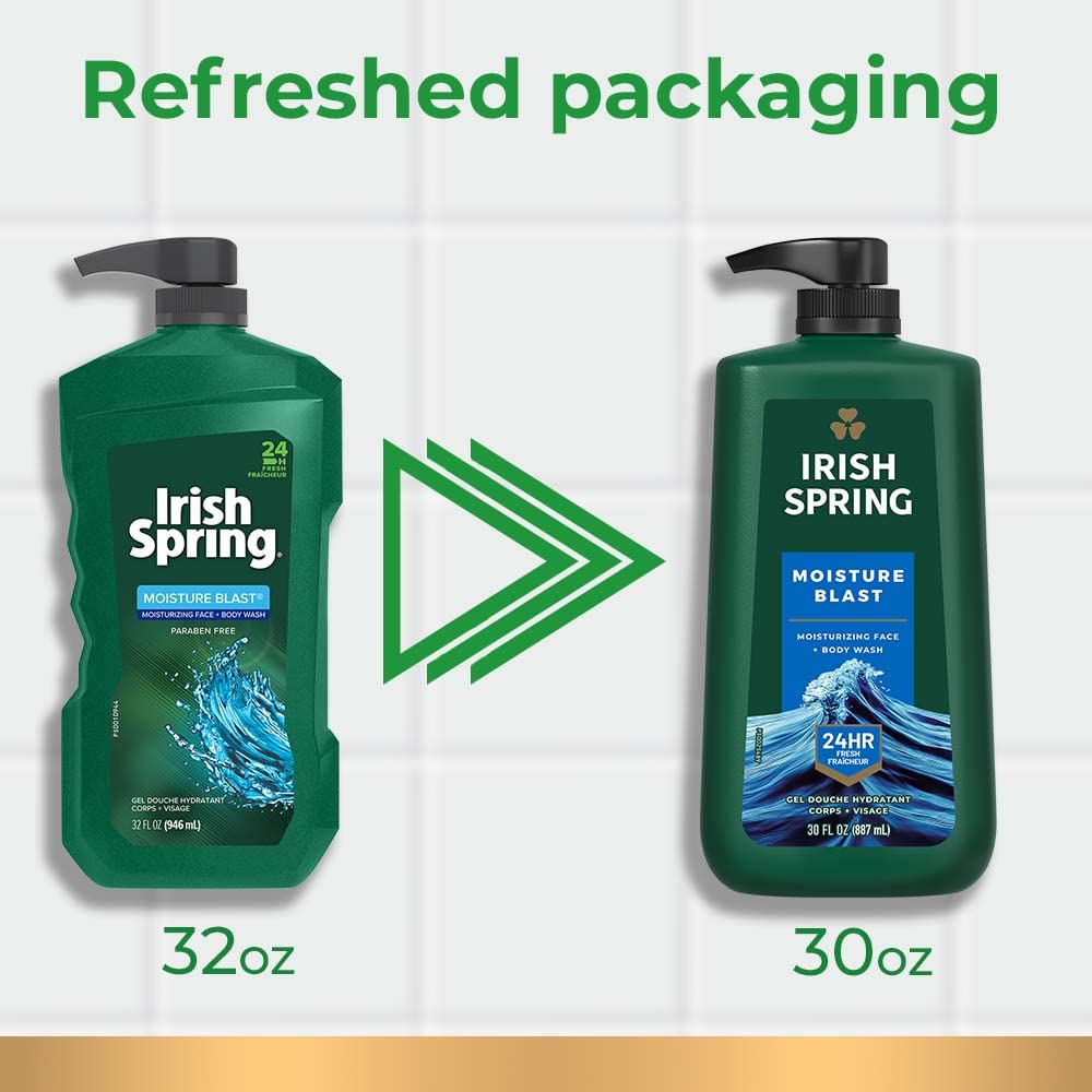 Irish Spring 5 in 1 Body Wash for Men, Fresh Eucalyptus & Bergamot, 887 mL