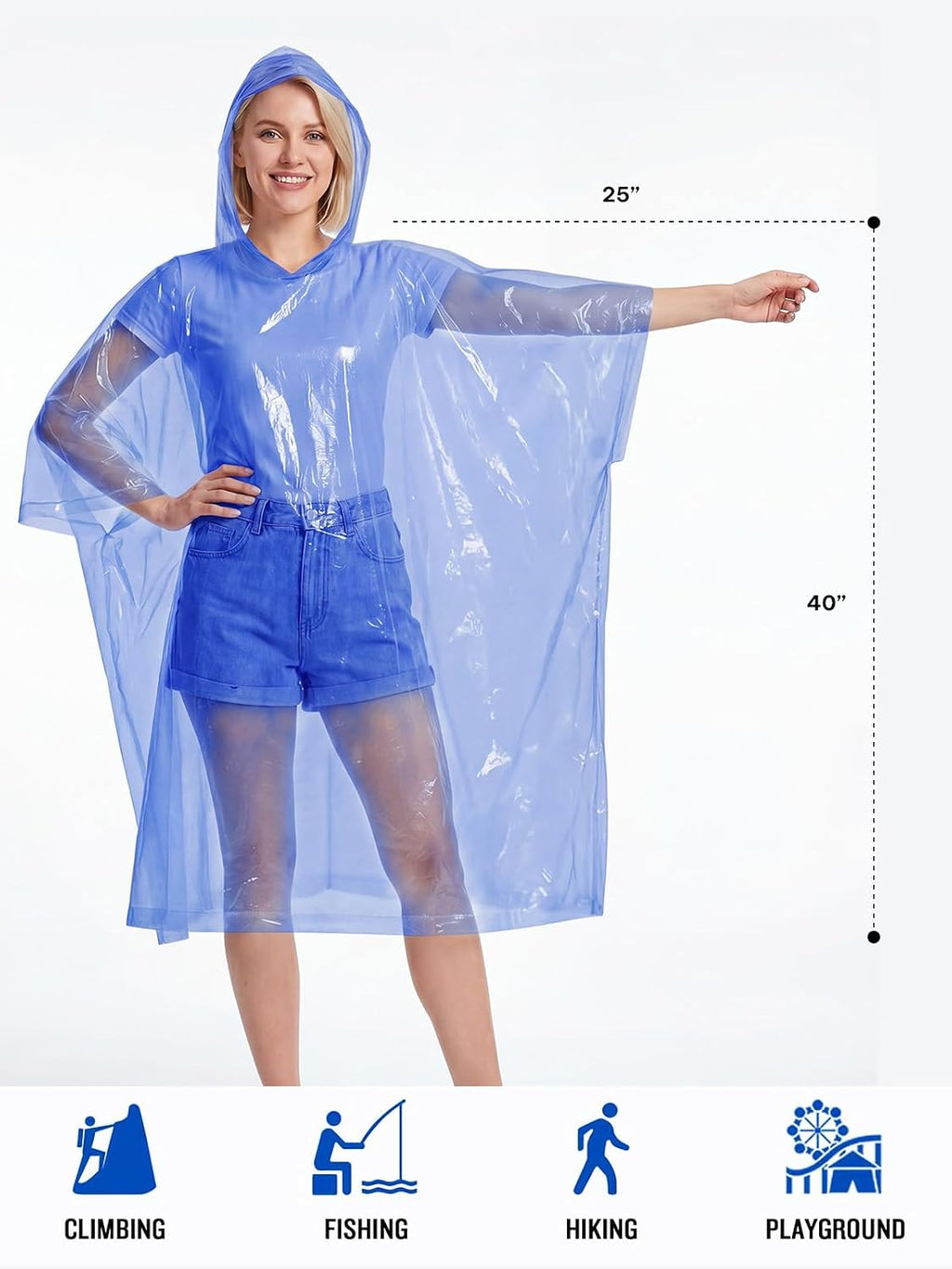 SaphiRose Disposable Adult Rain Ponchos Clear Emergency Raincoat