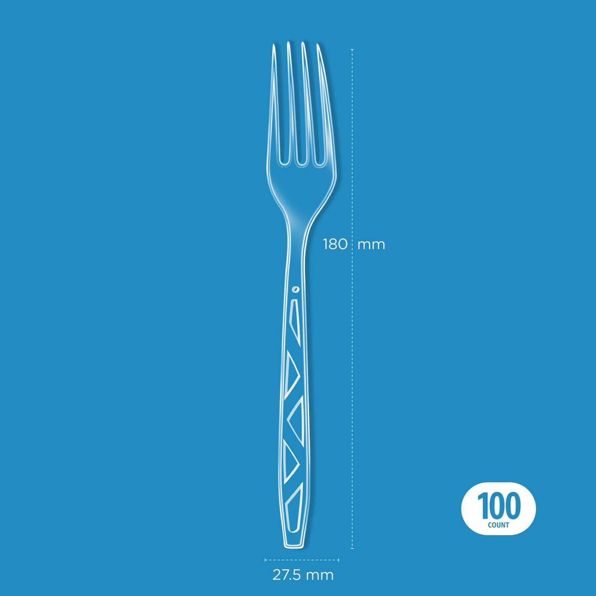 Amazon Basics Disposable Clear Plastic Forks, Premium Quality, 100 Count, Large Pack, Packaging May Vary