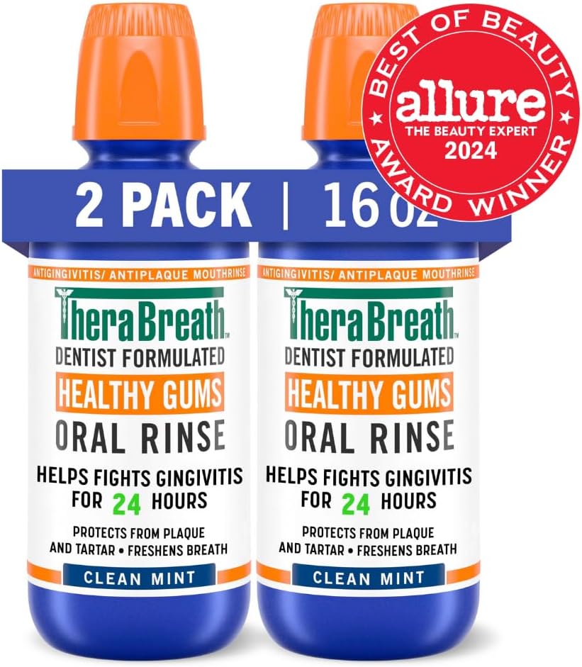 TheraBreath Healthy Gums Oral Rinse, Clean Mint, 16 fl oz, 2-Pack