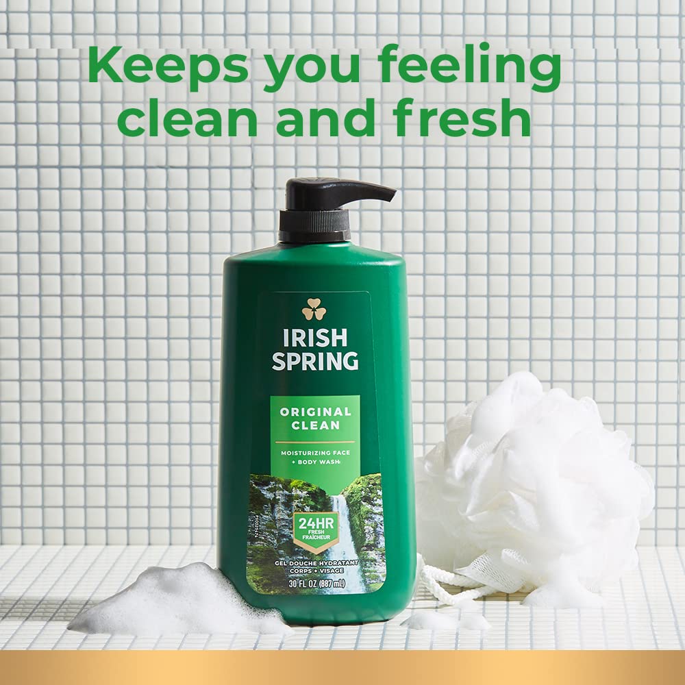Irish Spring 5 in 1 Body Wash for Men, Fresh Eucalyptus & Bergamot, 887 mL