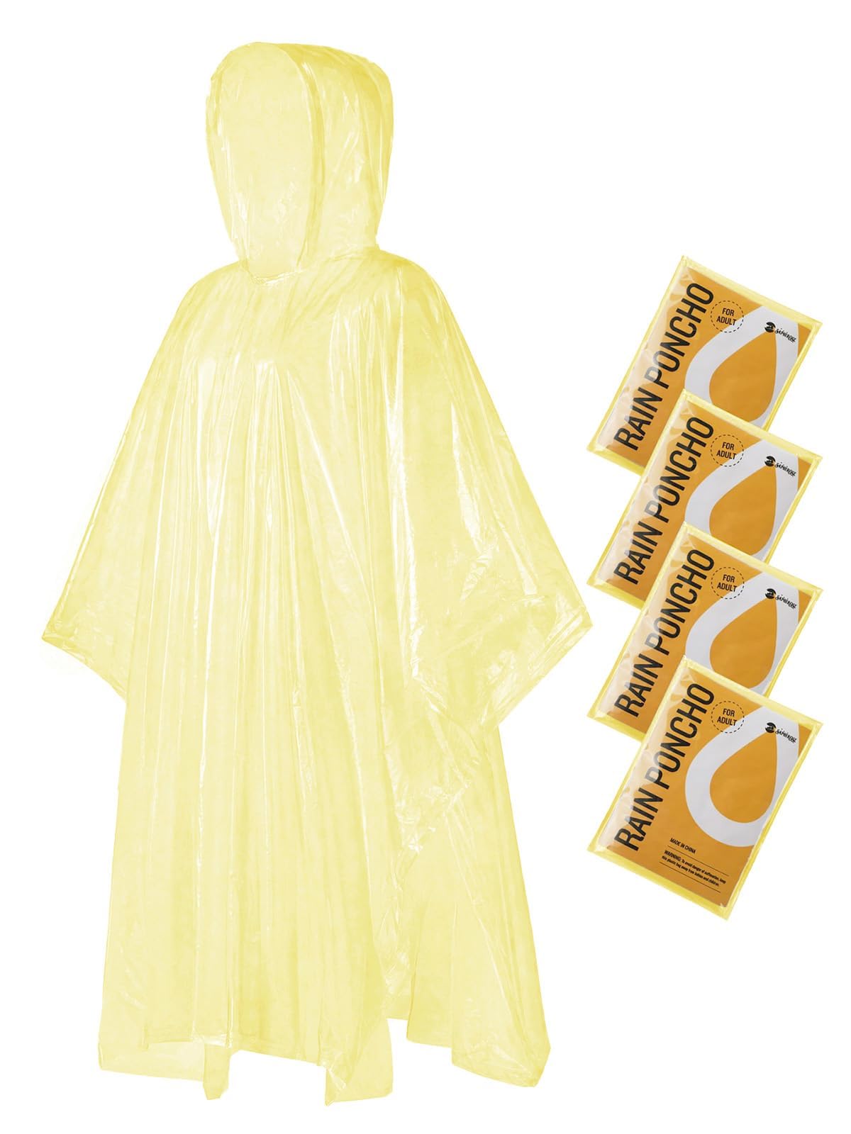 SaphiRose Disposable Adult Rain Ponchos Clear Emergency Raincoat