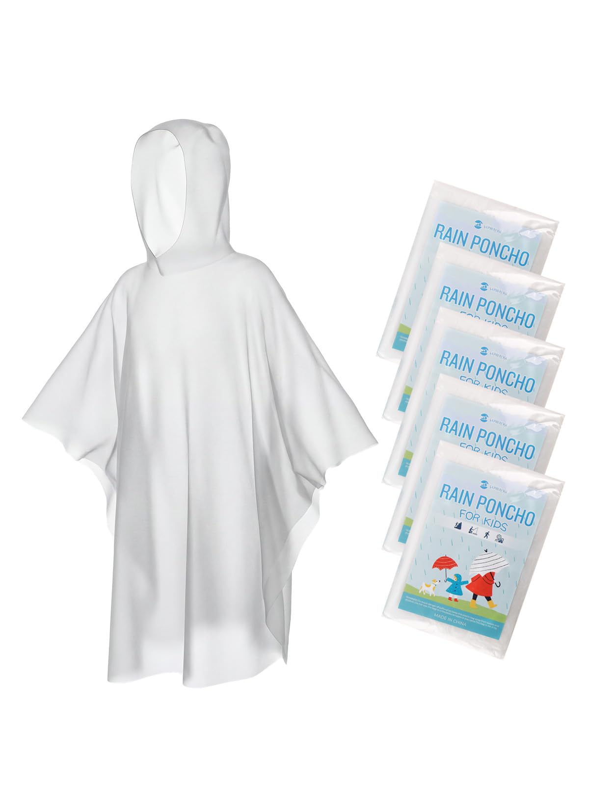 SaphiRose Disposable Adult Rain Ponchos Clear Emergency Raincoat