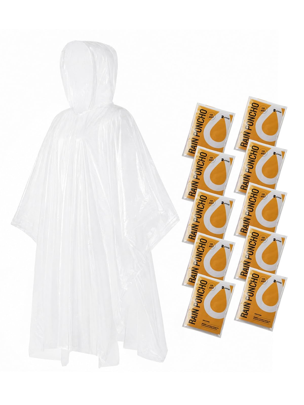 SaphiRose Disposable Adult Rain Ponchos Clear Emergency Raincoat
