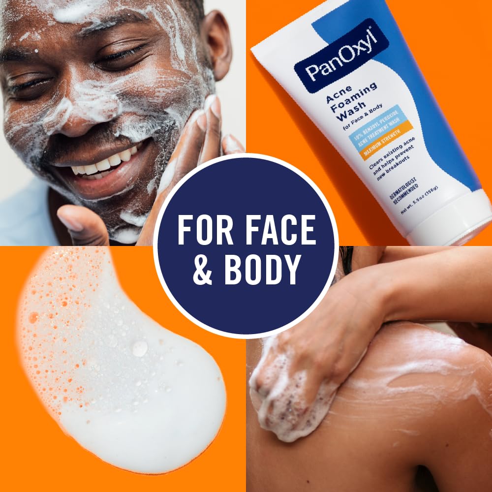 PanOxyl Acne Foaming Wash, 10% Benzoyl Peroxide, For Face & Body, 5.5 oz