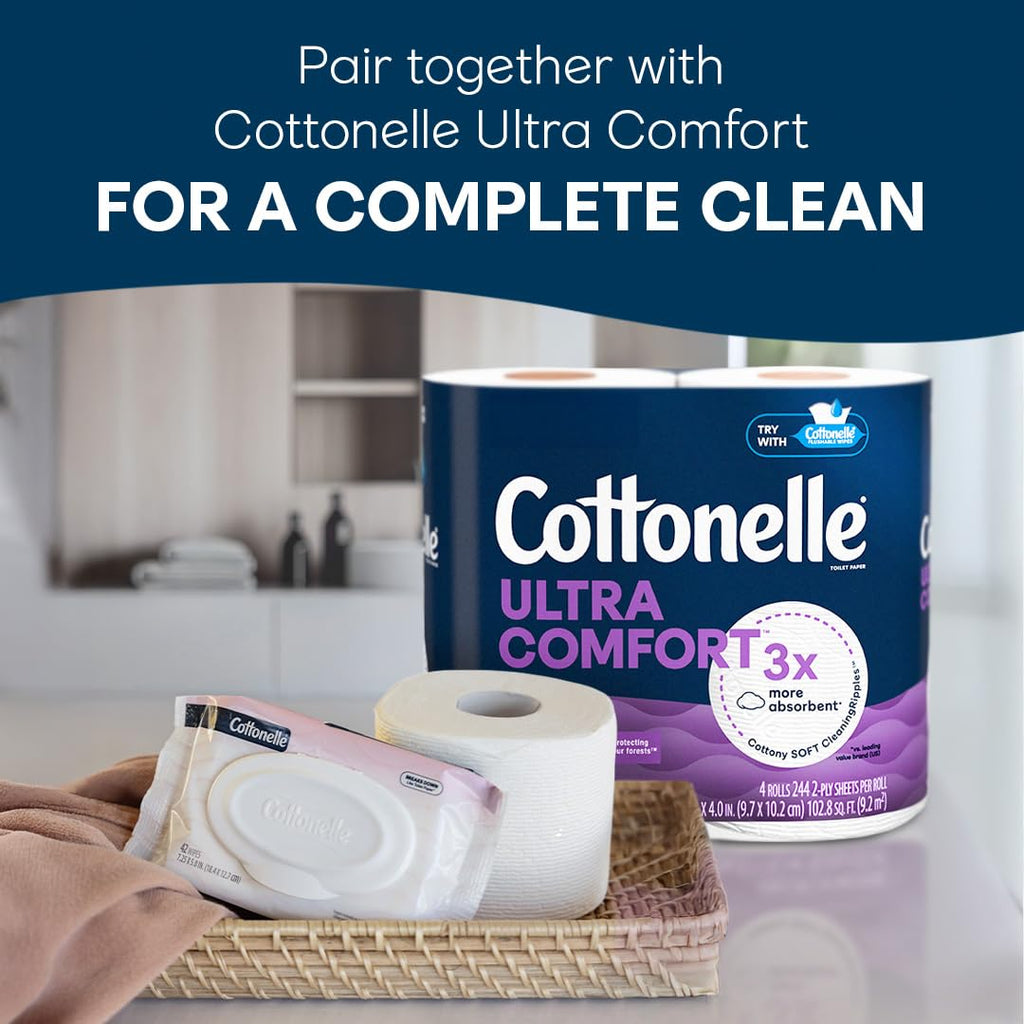 Cottonelle Fresh Feel Flushable Wet Wipes, Adult Wet Wipes, 8 Flip-Top Packs, 42 Wipes Per Pack (336 Total Wipes)