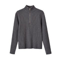 Zipper pullover stand up collar long sleeved knitted sweater for women