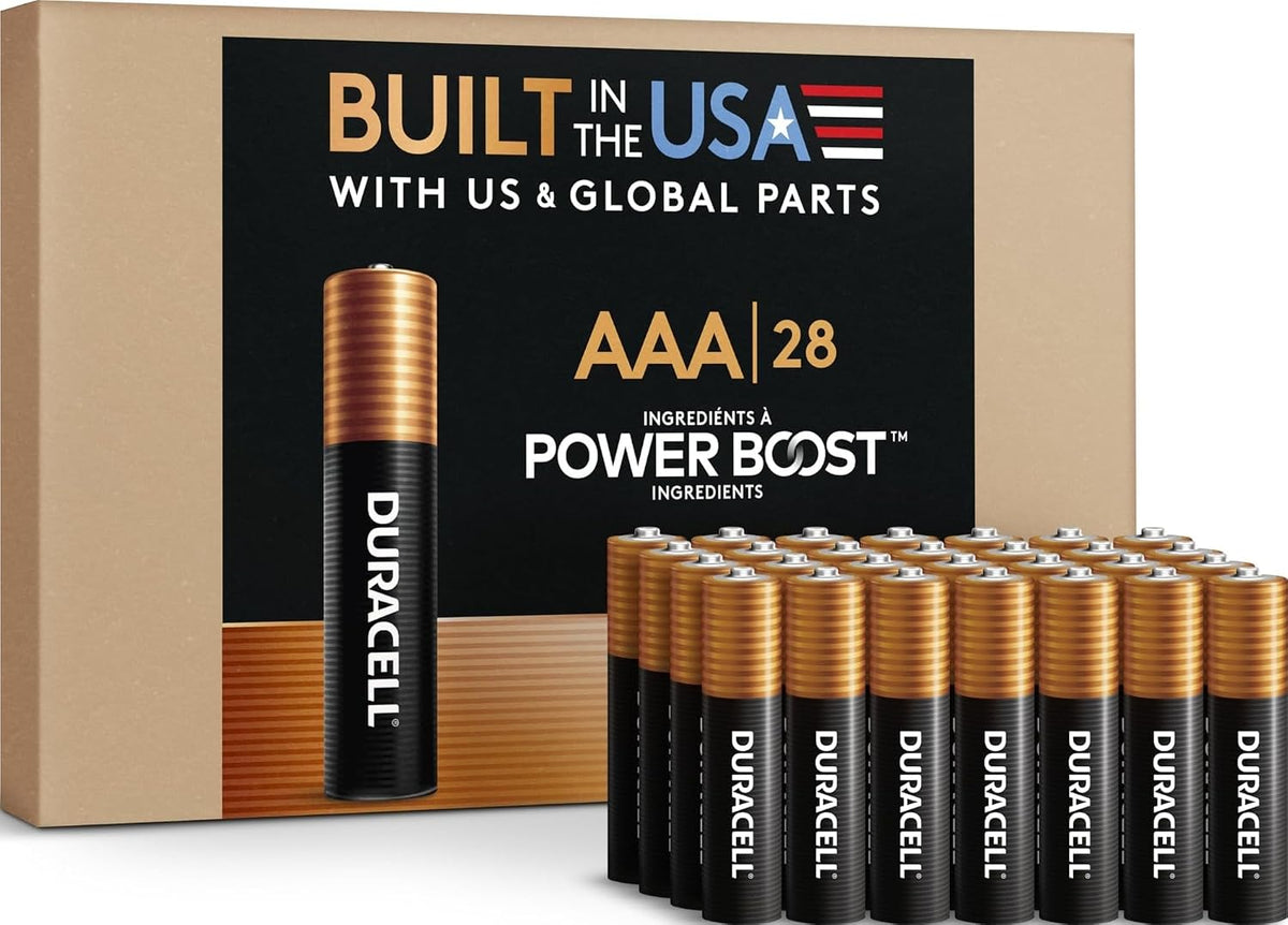 Duracell Coppertop AA Batteries, 28 Count, 12-Year Shelf Life, Storage Tray
