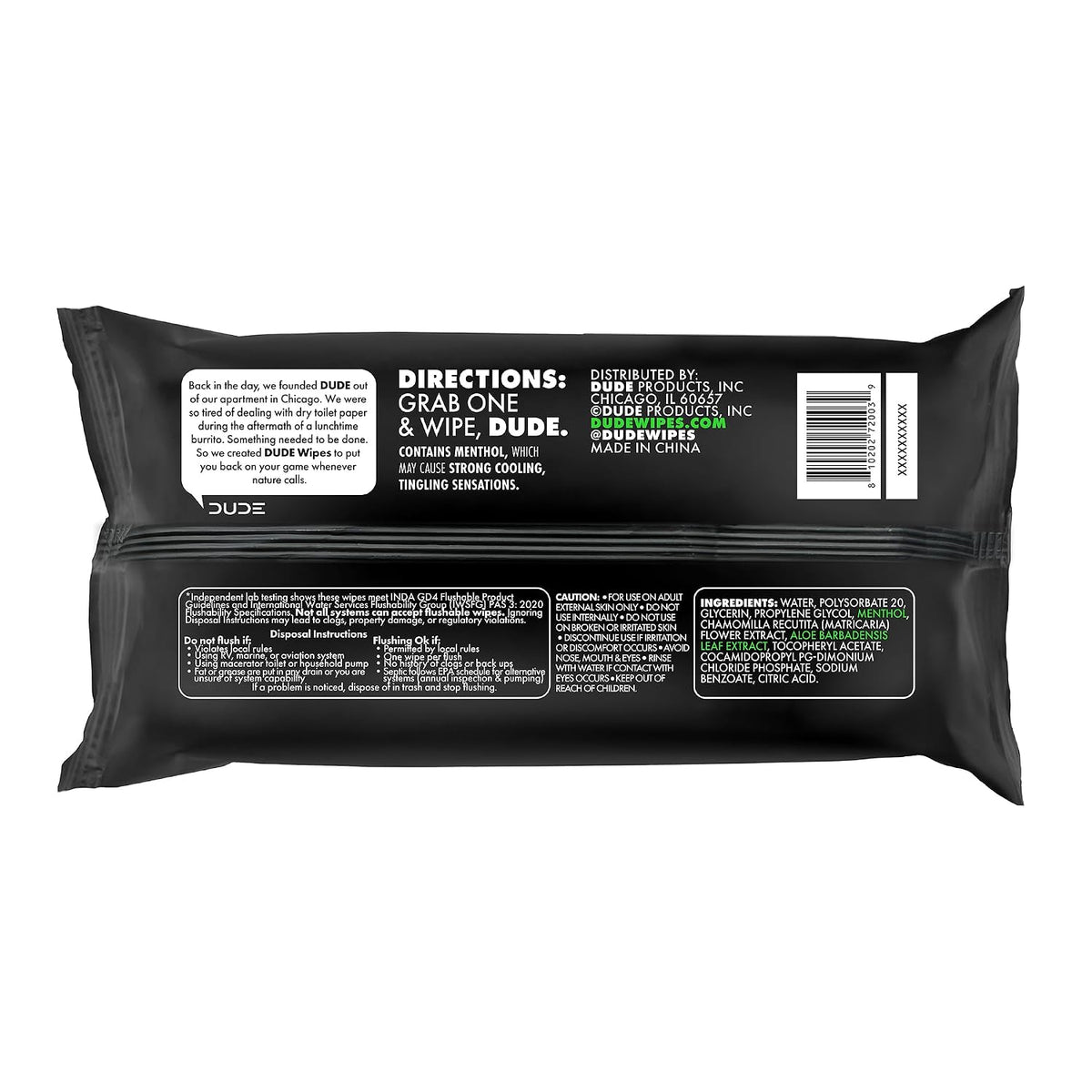 DUDE Wipes Unscented Adult Flushable Wet Wipes, Sensitive Skin, 288 Count