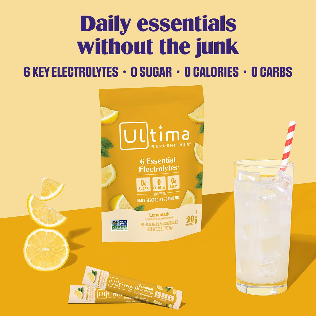 Ultima Replenisher Pink Lemonade Electrolyte Packets, 20 Stickpacks