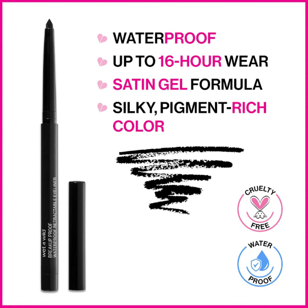 wet n wild Mega Last Breakup Proof Waterproof Retractable Gel Eyeliner - Ultra Pigmented 16-Hour Long Wear, Smudge Proof Satin Finish Formula, Cruelty-Free & Vegan - Brick Brown