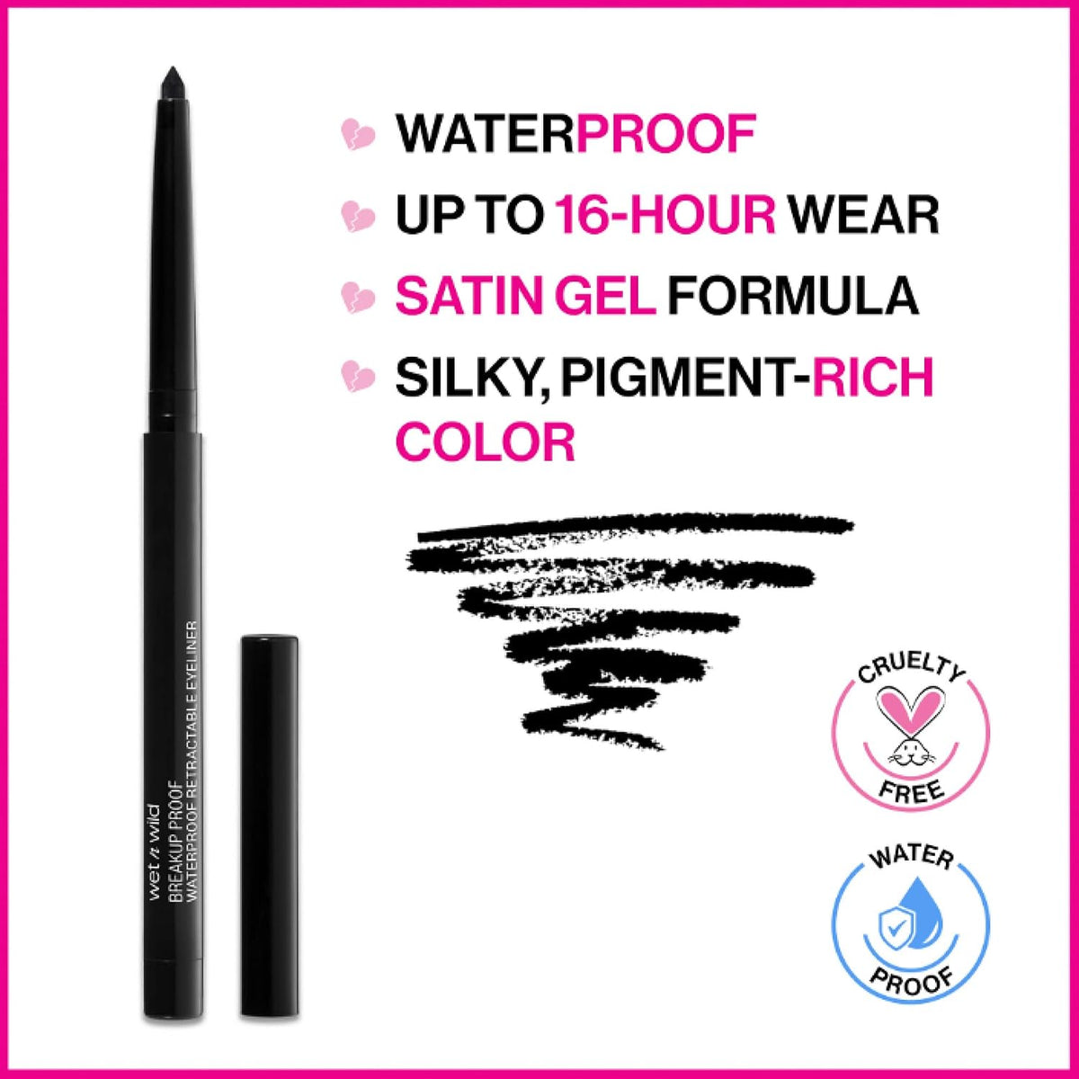 wet n wild Mega Last Breakup Proof Waterproof Retractable Gel Eyeliner - Ultra Pigmented 16-Hour Long Wear, Smudge Proof Satin Finish Formula, Cruelty-Free & Vegan - Brick Brown