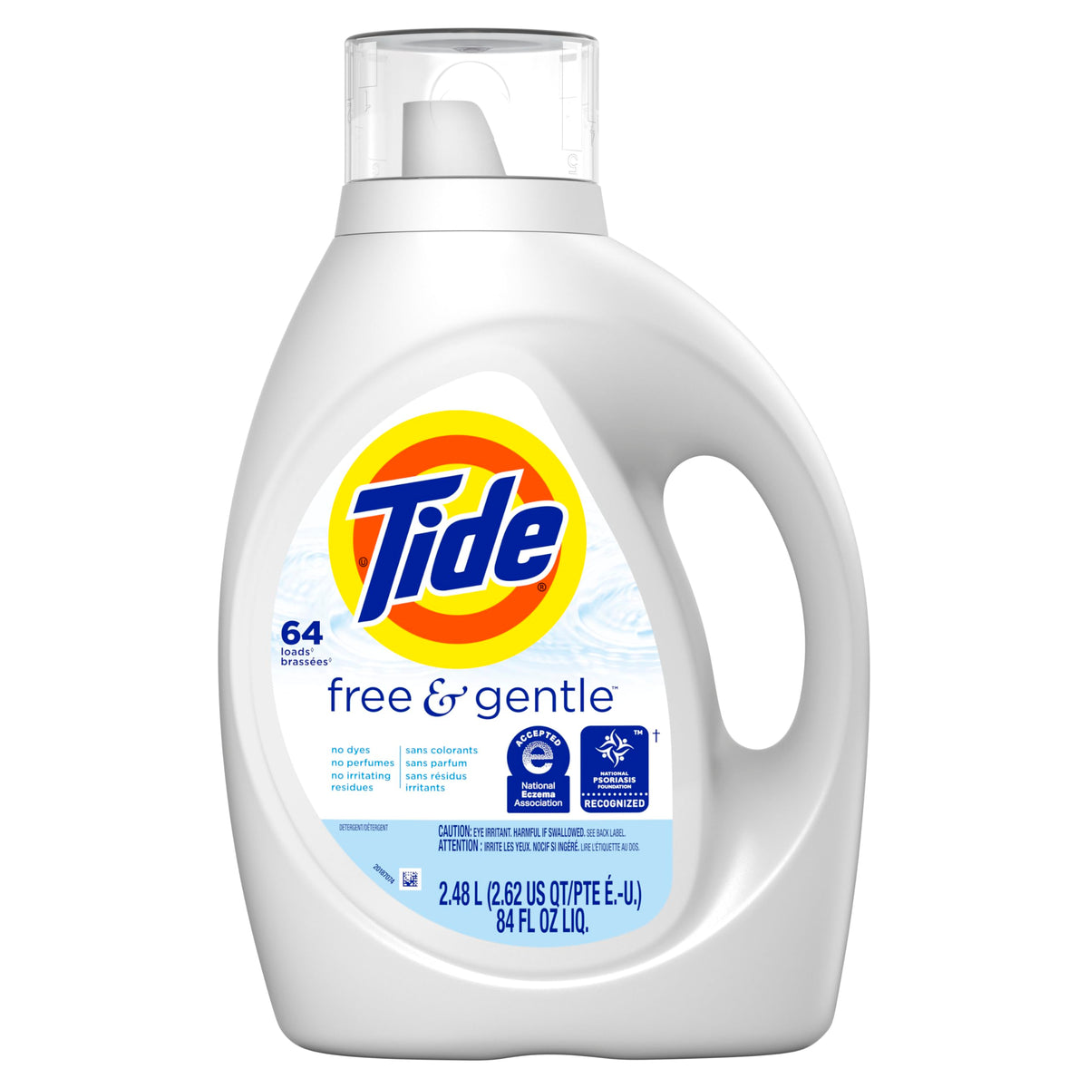 Tide Free & Gentle Liquid Laundry Detergent, Unscented, 1.47 L (32 Loads)