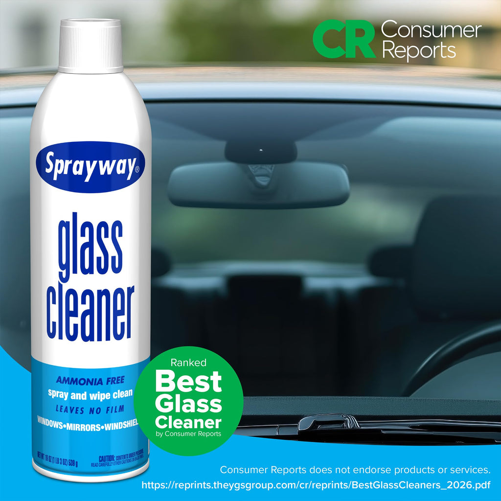Sprayway Glass Cleaner Foaming Aerosol Spray, 19oz, Pack of 2 | Ammonia-Free, Streakless, Fast-Acting | Cleans & Polishes Glass Surfaces | Fresh Scent, Removes Fingerprints, Dust, Dirt, Smoke Film