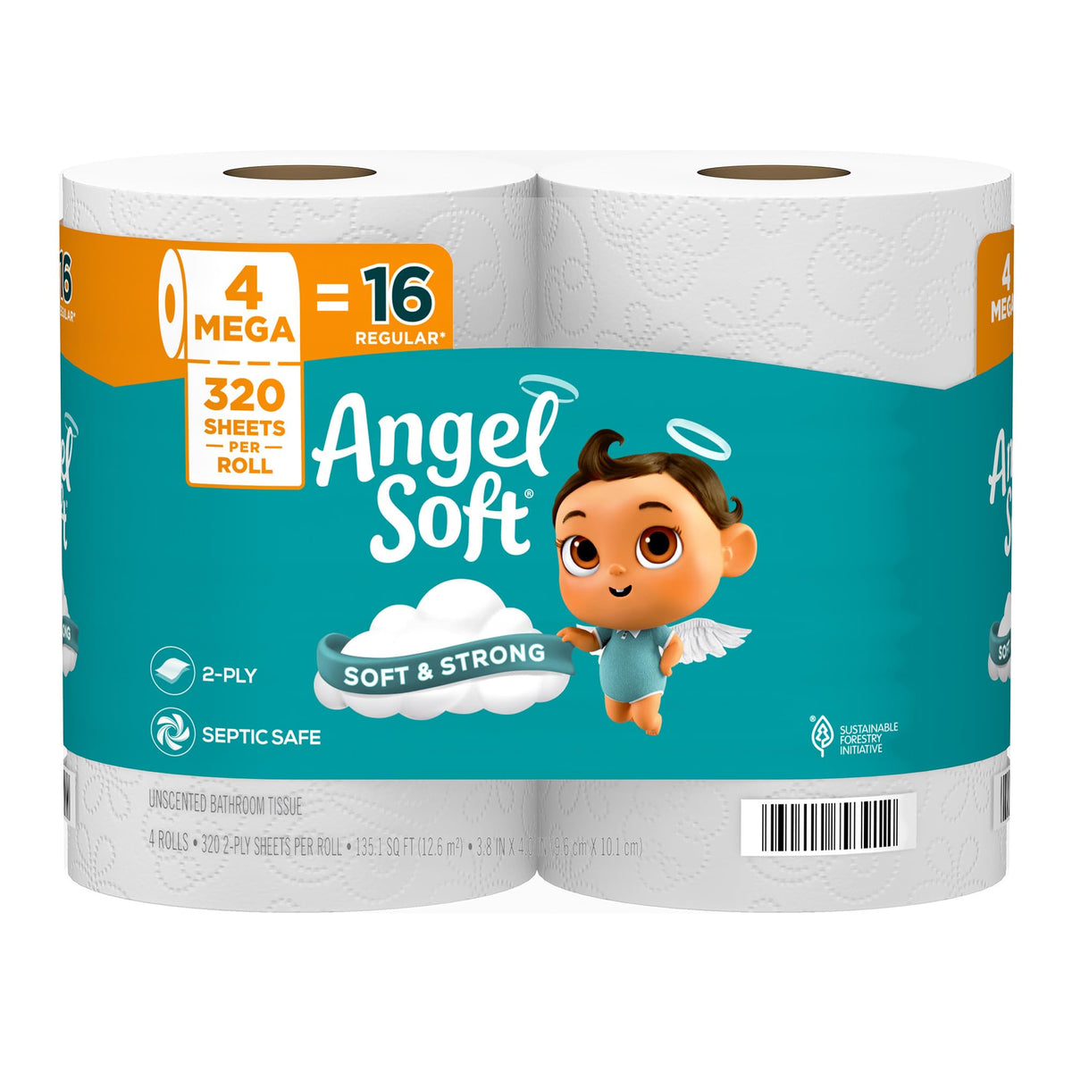 Angel Soft Toilet Paper, 18 Mega Rolls = 72 Regular Rolls, Soft and Strong