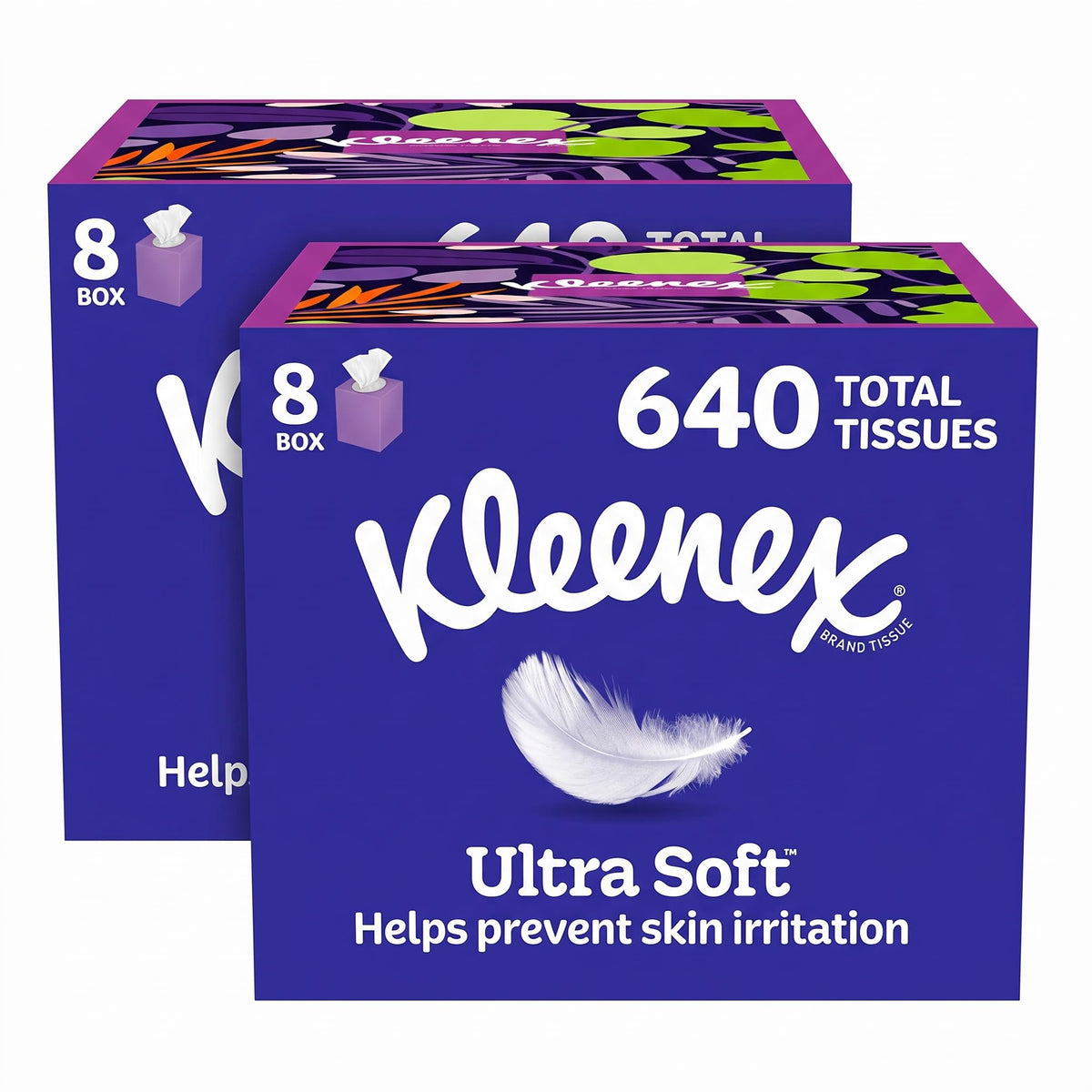 Kleenex Ultra Soft Facial Tissues, 8 Cube Boxes, 80 Tissues per Box