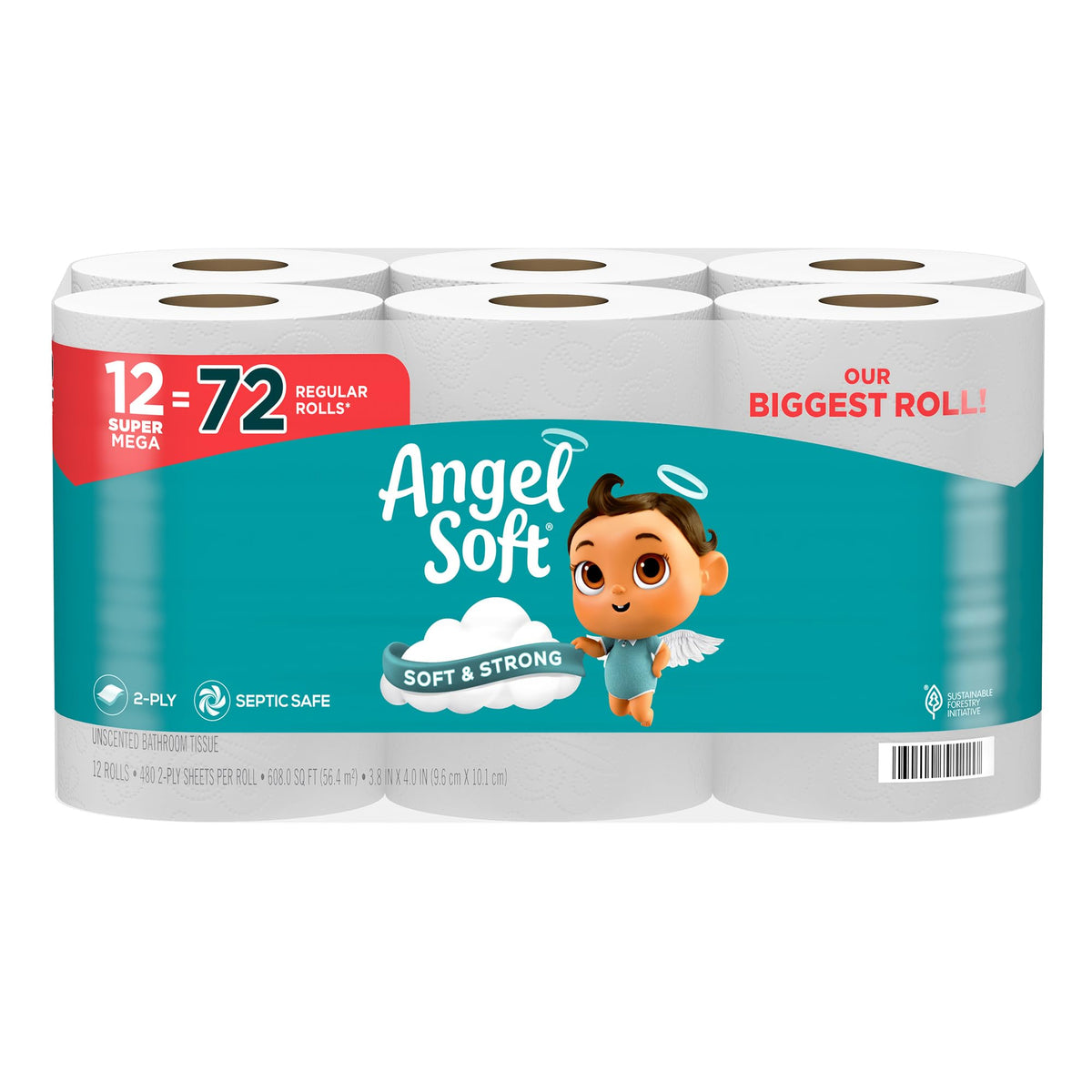 Angel Soft Toilet Paper, 18 Mega Rolls = 72 Regular Rolls, Soft and Strong