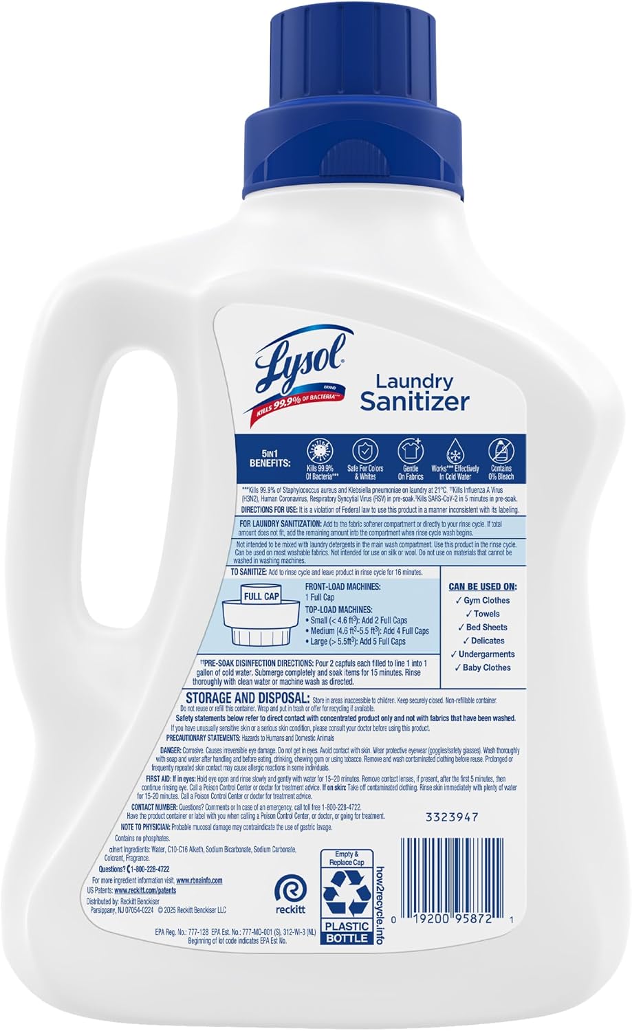 Lysol Laundry Sanitizer Liquid, Detergent Additive, Crisp Linen, 90oz