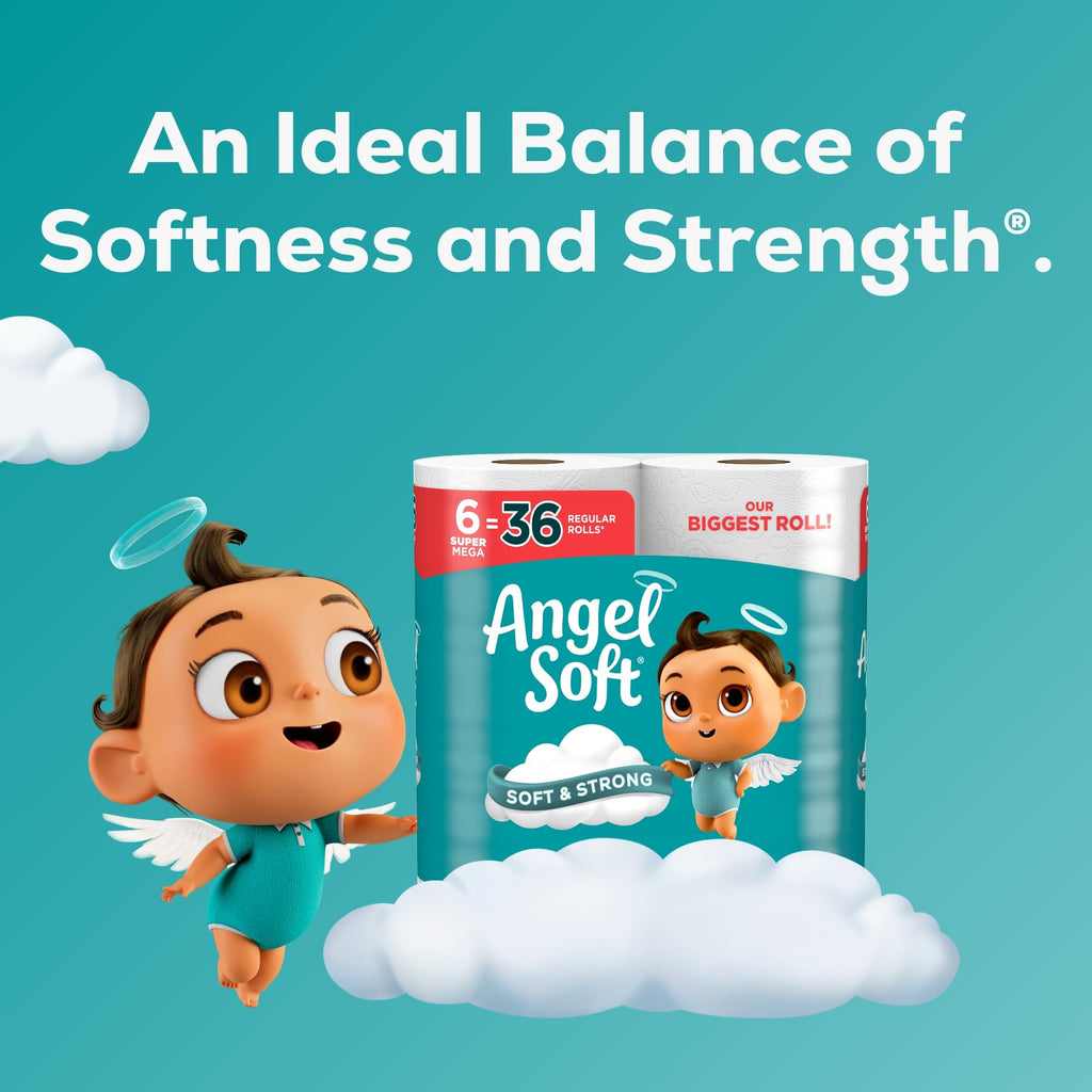 Angel Soft Toilet Paper, 18 Mega Rolls = 72 Regular Rolls, Soft and Strong