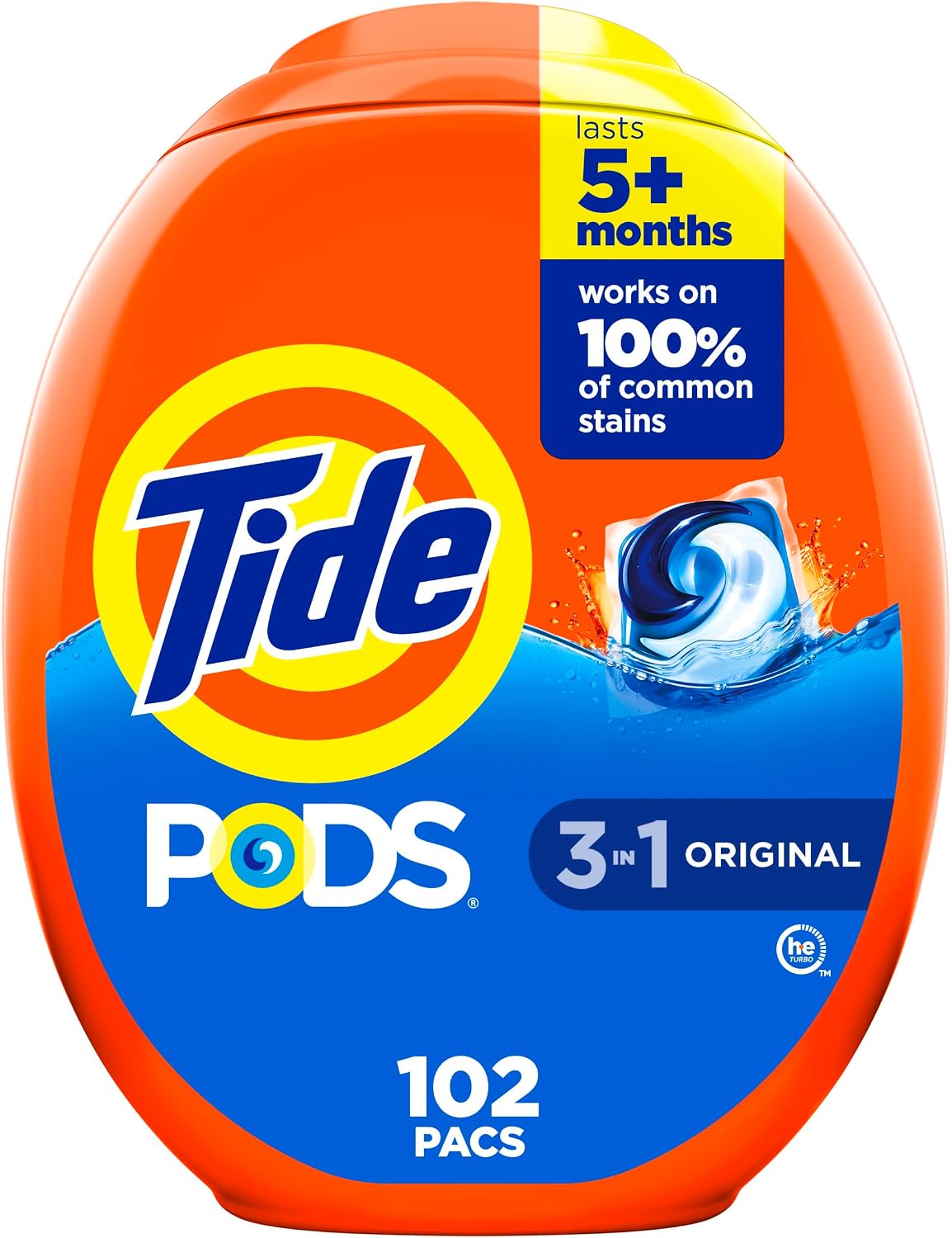 Tide PODS laundry detergent pacs, 3-in-1 Stain Remover, Odor Fighter, Color Protector, 112 Count, HE compatible, Spring Meadow Scent