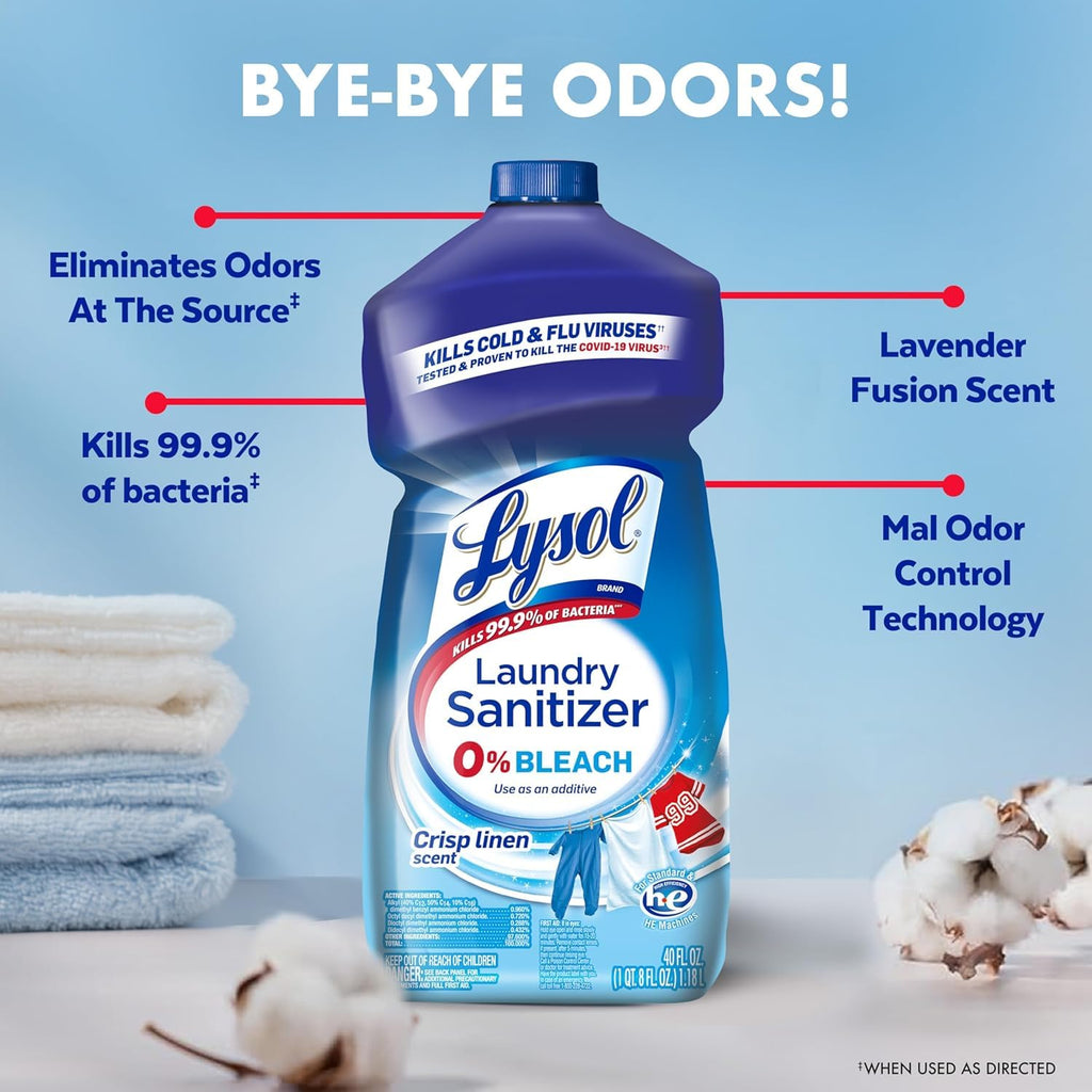 Lysol Laundry Sanitizer Liquid, Detergent Additive, Crisp Linen, 90oz