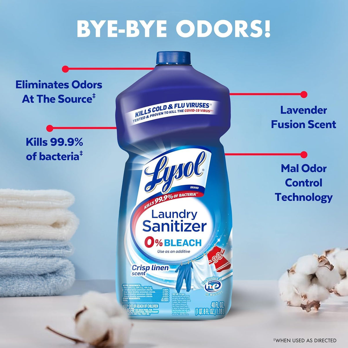 Lysol Laundry Sanitizer Liquid, Detergent Additive, Crisp Linen, 90oz