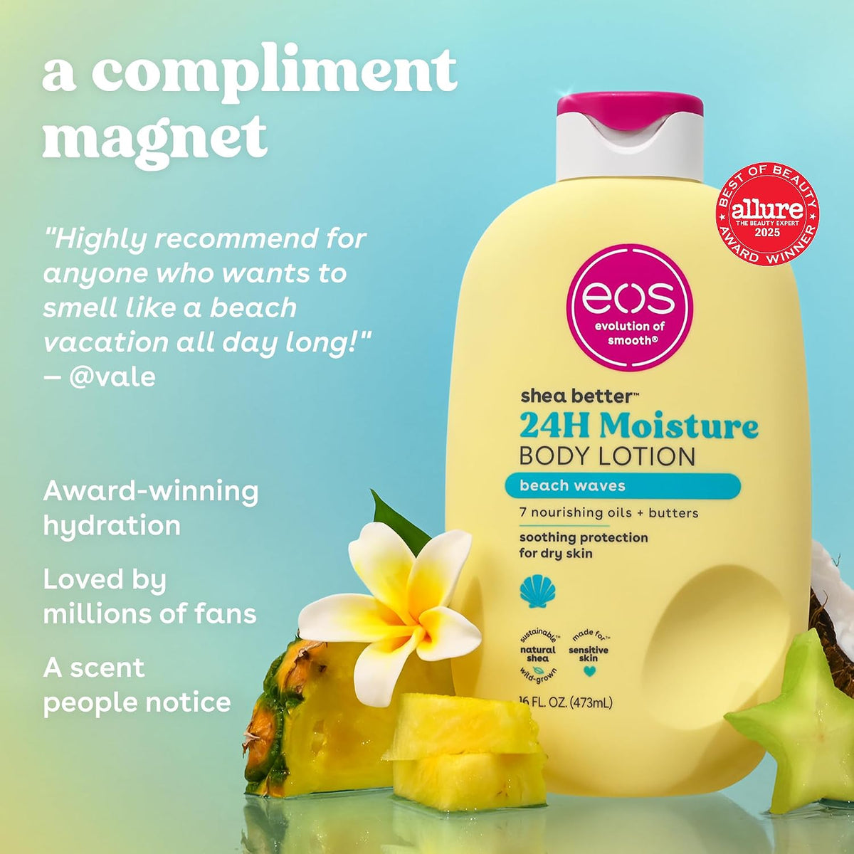 eos Shea Better Body Lotion- Strawberry Dream, with Natural Shea, 16 fl oz
