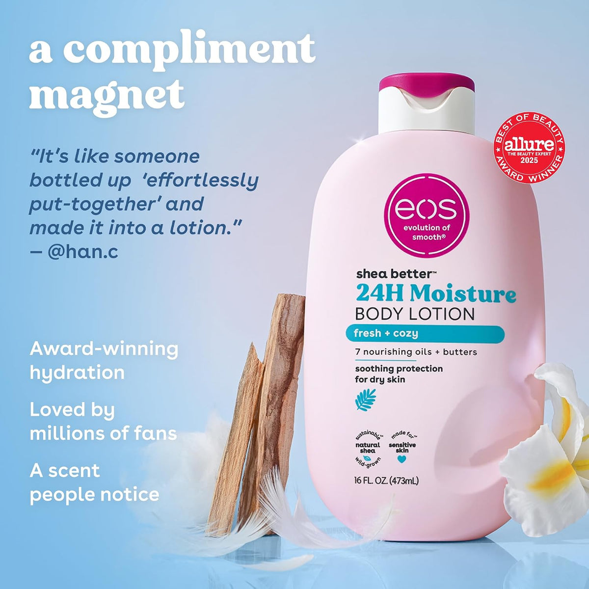 eos Shea Better Body Lotion- Strawberry Dream, with Natural Shea, 16 fl oz