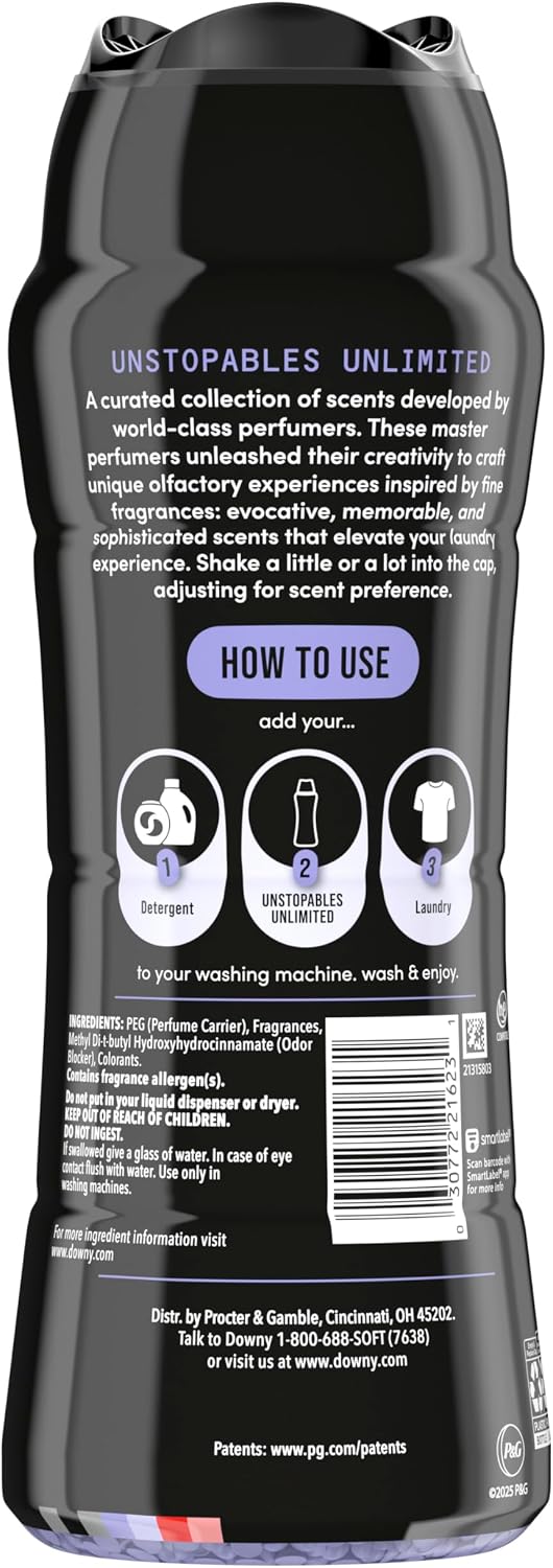 Downy Unstopables Unlimited Collection In Wash Laundry Scent Booster Beads, No. 26, Fine Fragrance, Long Lasting Fresh Scent Beads, 21.1 oz