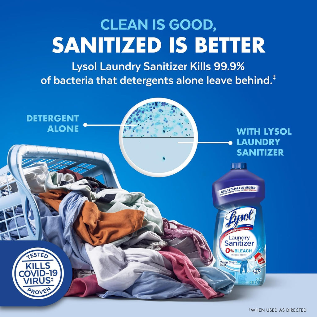 Lysol Laundry Sanitizer Liquid, Detergent Additive, Crisp Linen, 90oz