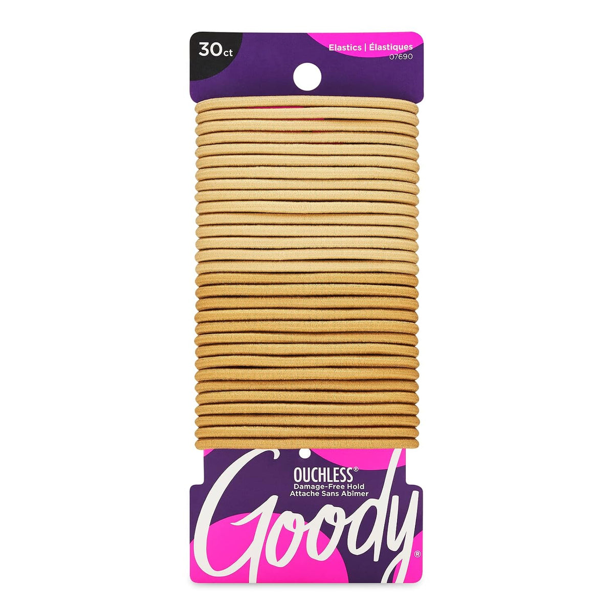 Goody Ouchless Elastic Hair Ties, 30 Ct, Black, 4MM Rubber Bands, Pain-Free