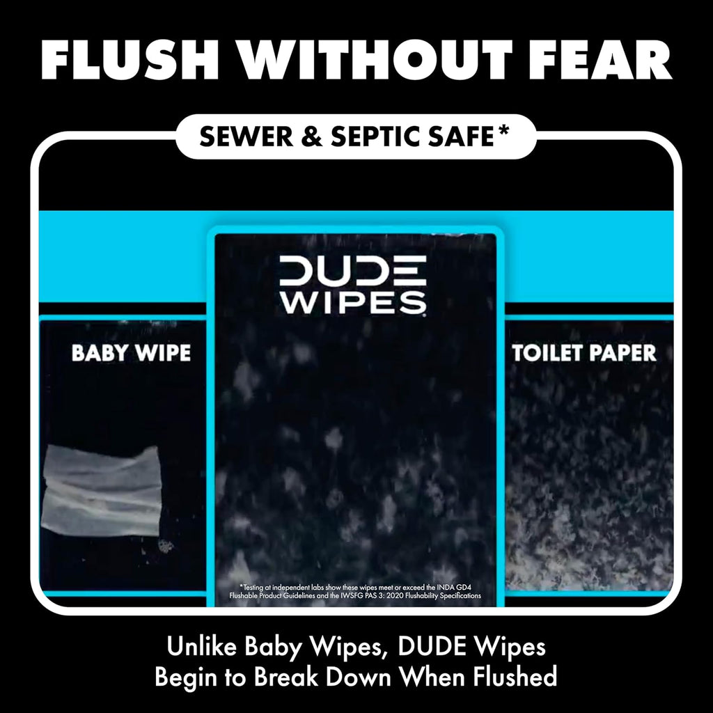 DUDE Wipes Unscented Adult Flushable Wet Wipes, Sensitive Skin, 288 Count