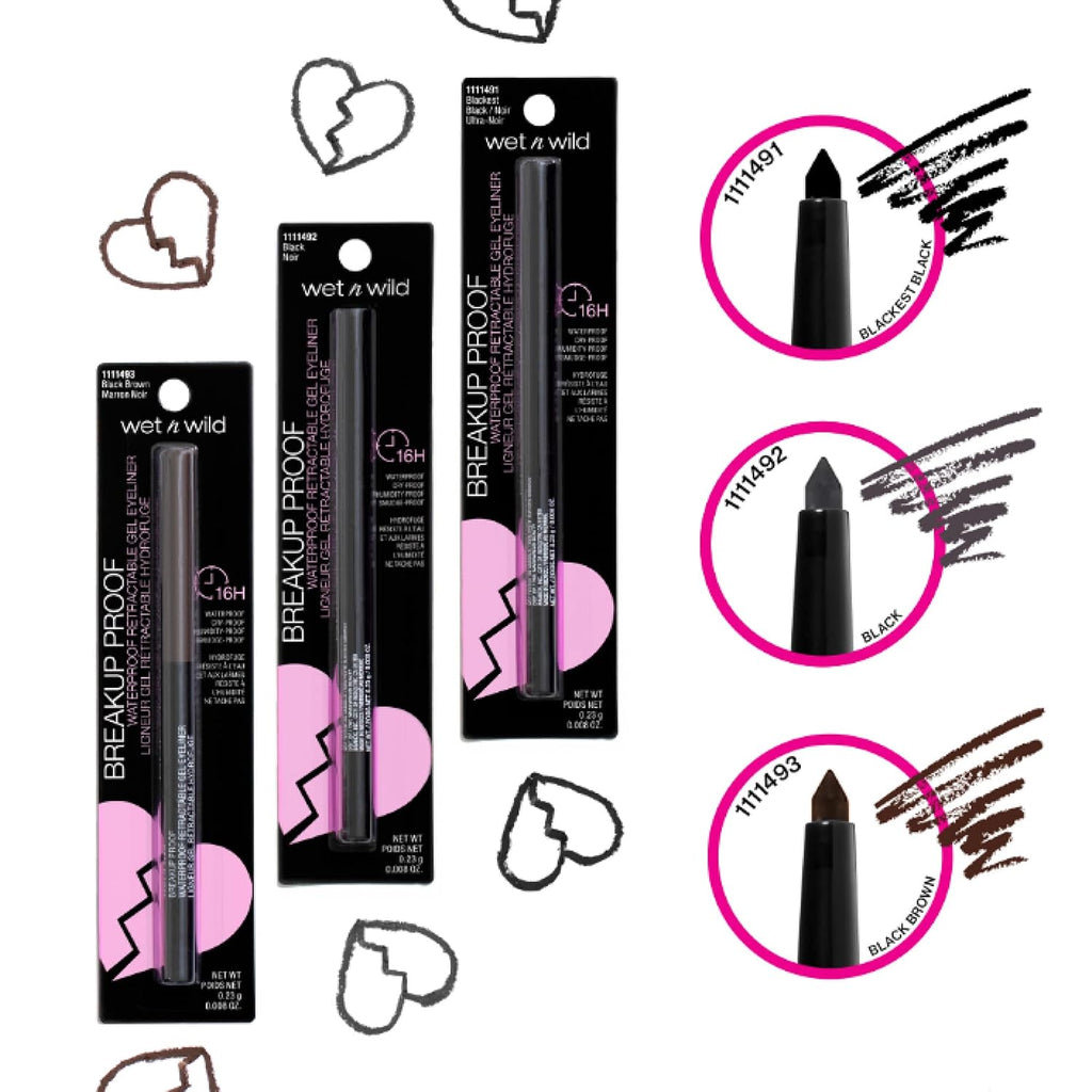wet n wild Mega Last Breakup Proof Waterproof Retractable Gel Eyeliner - Ultra Pigmented 16-Hour Long Wear, Smudge Proof Satin Finish Formula, Cruelty-Free & Vegan - Brick Brown