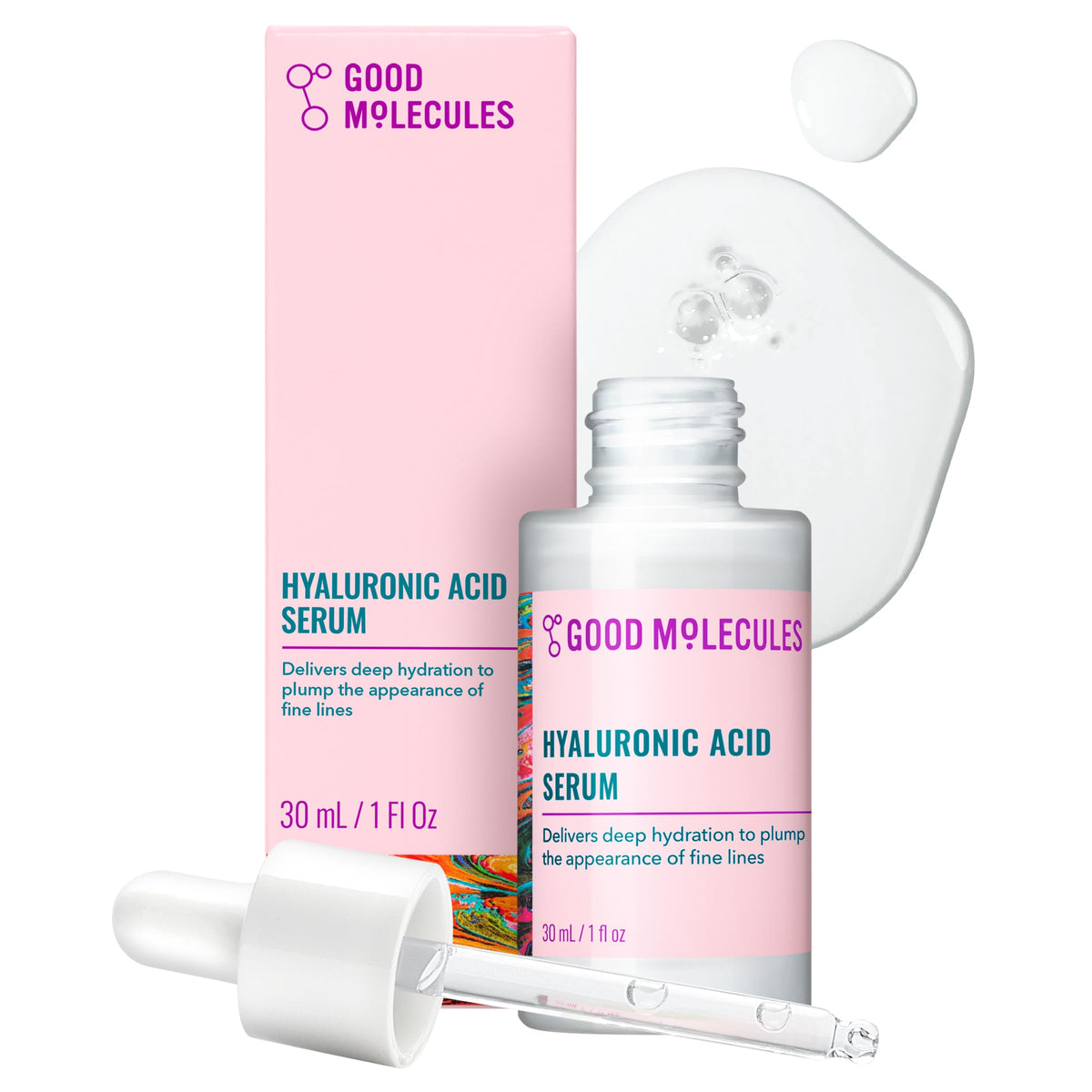 Good Molecules Hyaluronic Acid Serum for Face, 2.5 fl oz, Pack of 2