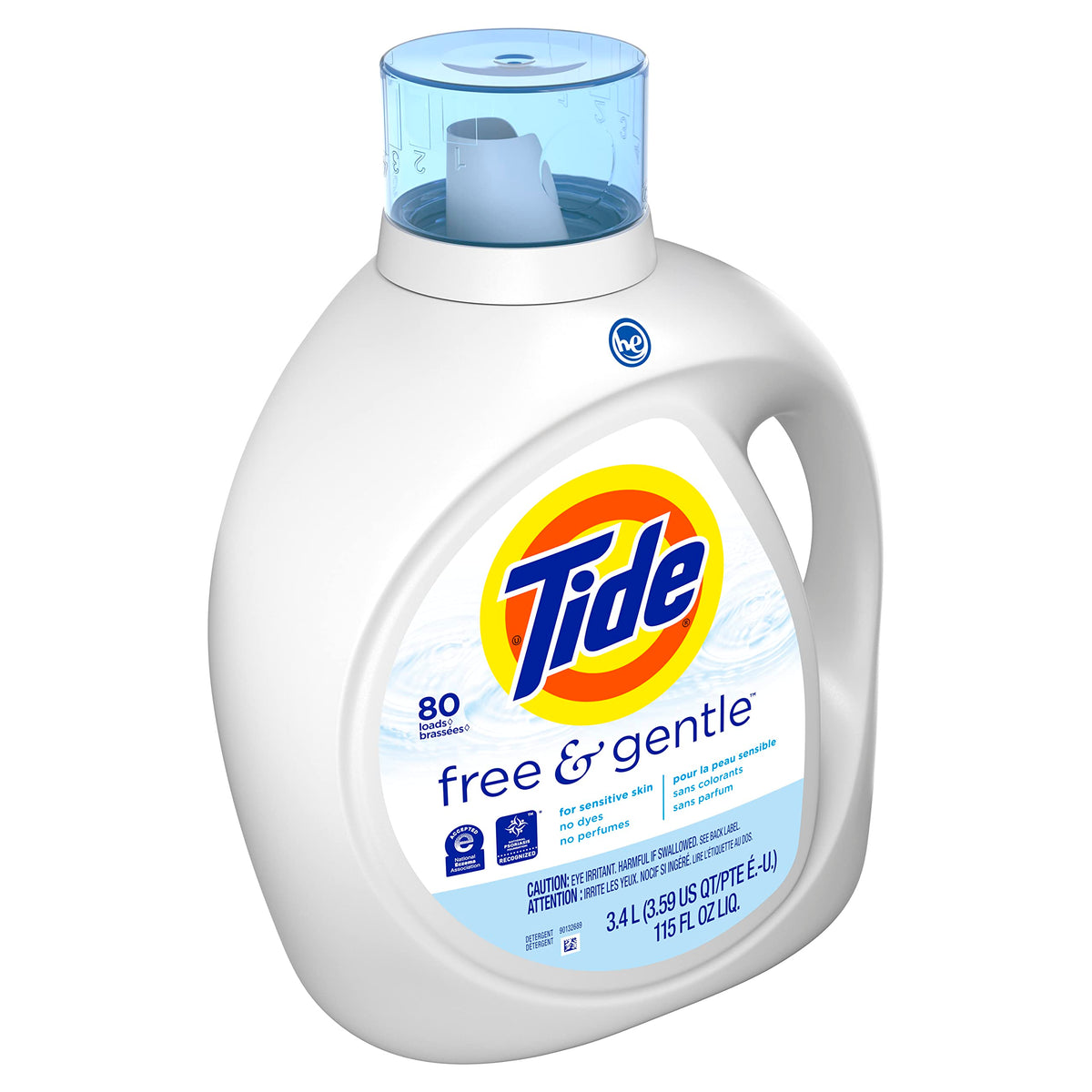 Tide Free & Gentle Liquid Laundry Detergent, Unscented, 1.47 L (32 Loads)