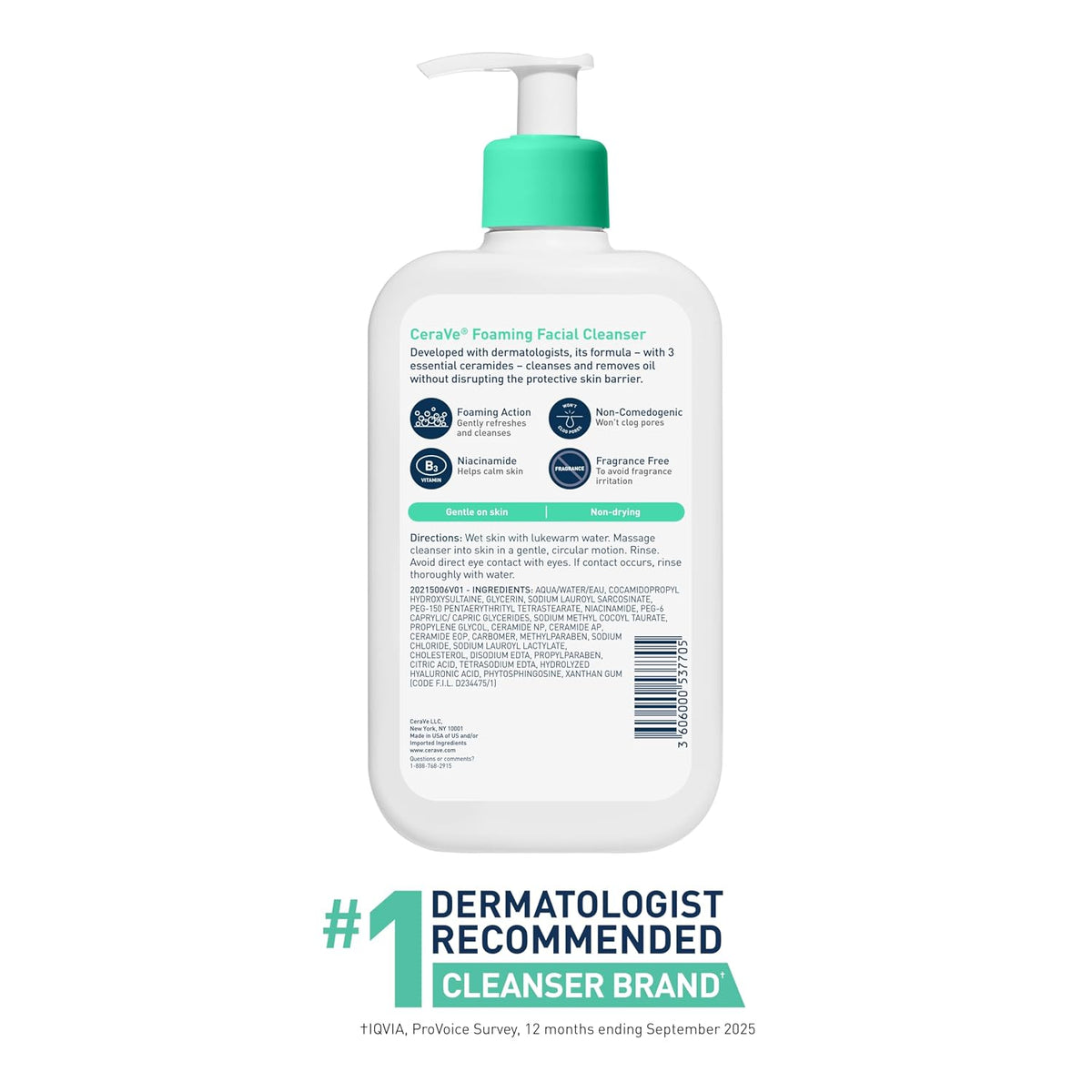 CeraVe Foaming Facial Cleanser, Gentle Cleanser for Oily Skin, 16fl oz