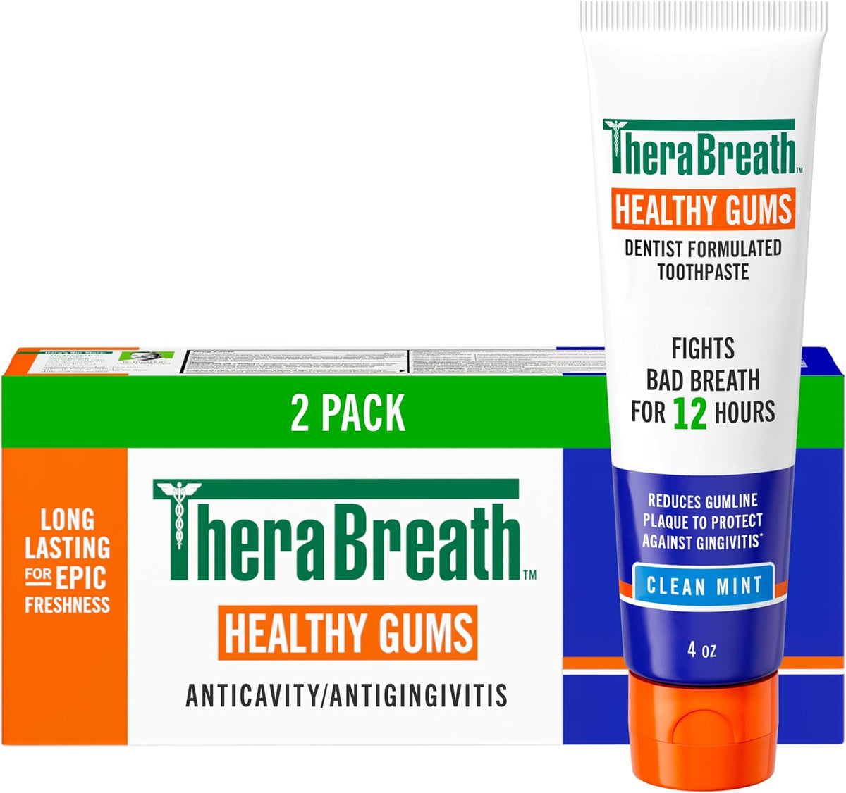 TheraBreath Healthy Gums Oral Rinse, Clean Mint, 16 fl oz, 2-Pack