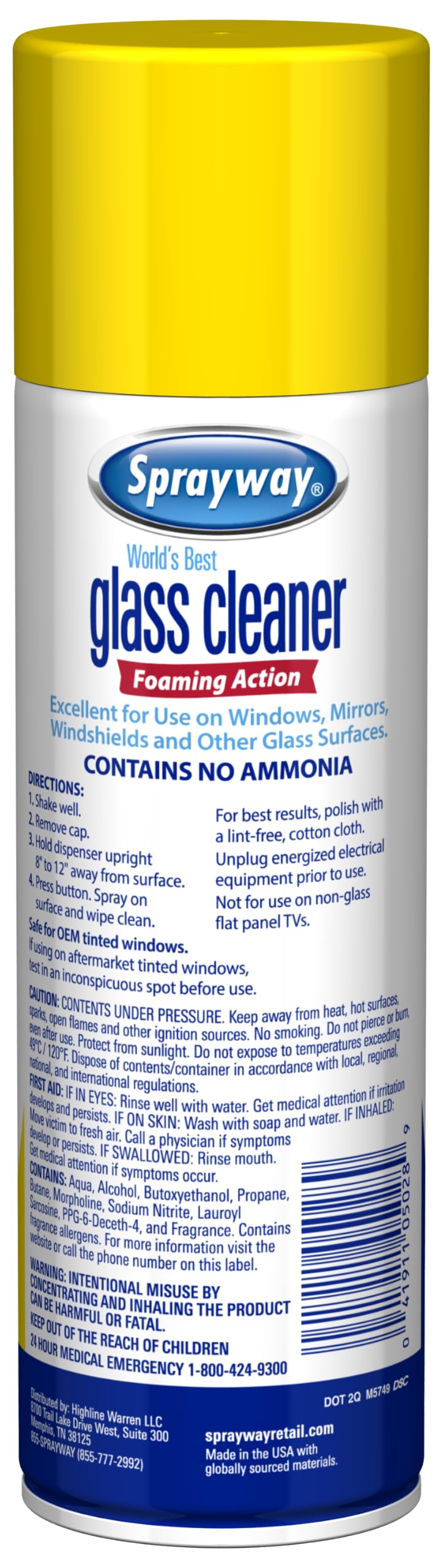 Sprayway Glass Cleaner Foaming Aerosol Spray, 19oz, Pack of 2 | Ammonia-Free, Streakless, Fast-Acting | Cleans & Polishes Glass Surfaces | Fresh Scent, Removes Fingerprints, Dust, Dirt, Smoke Film