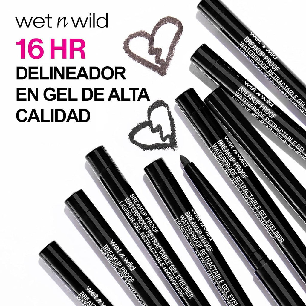 wet n wild Mega Last Breakup Proof Waterproof Retractable Gel Eyeliner - Ultra Pigmented 16-Hour Long Wear, Smudge Proof Satin Finish Formula, Cruelty-Free & Vegan - Brick Brown